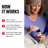 Force Factor Melatonin 5mg capsules on a wooden table