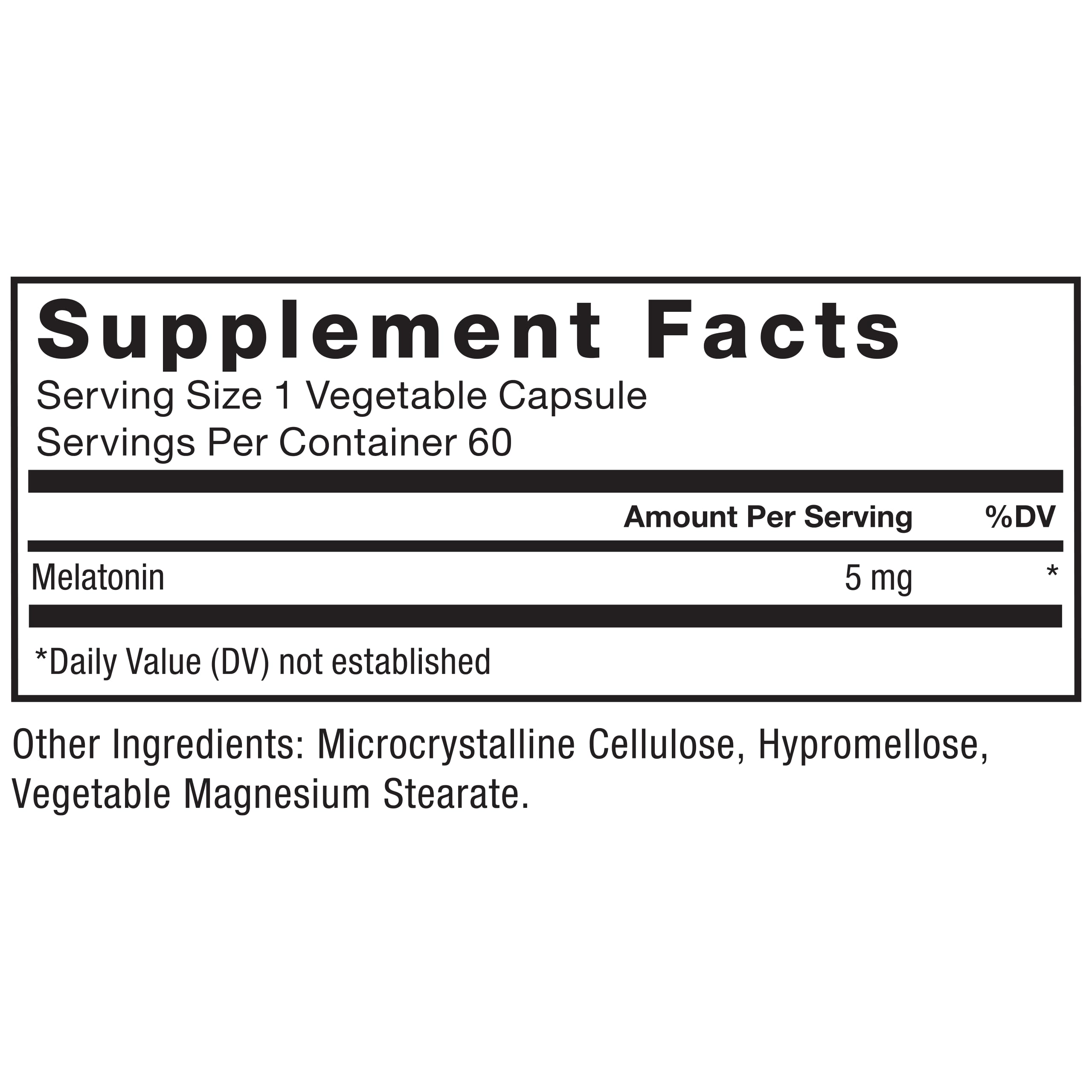 Force Factor Melatonin 5mg ingredients list on the bottle