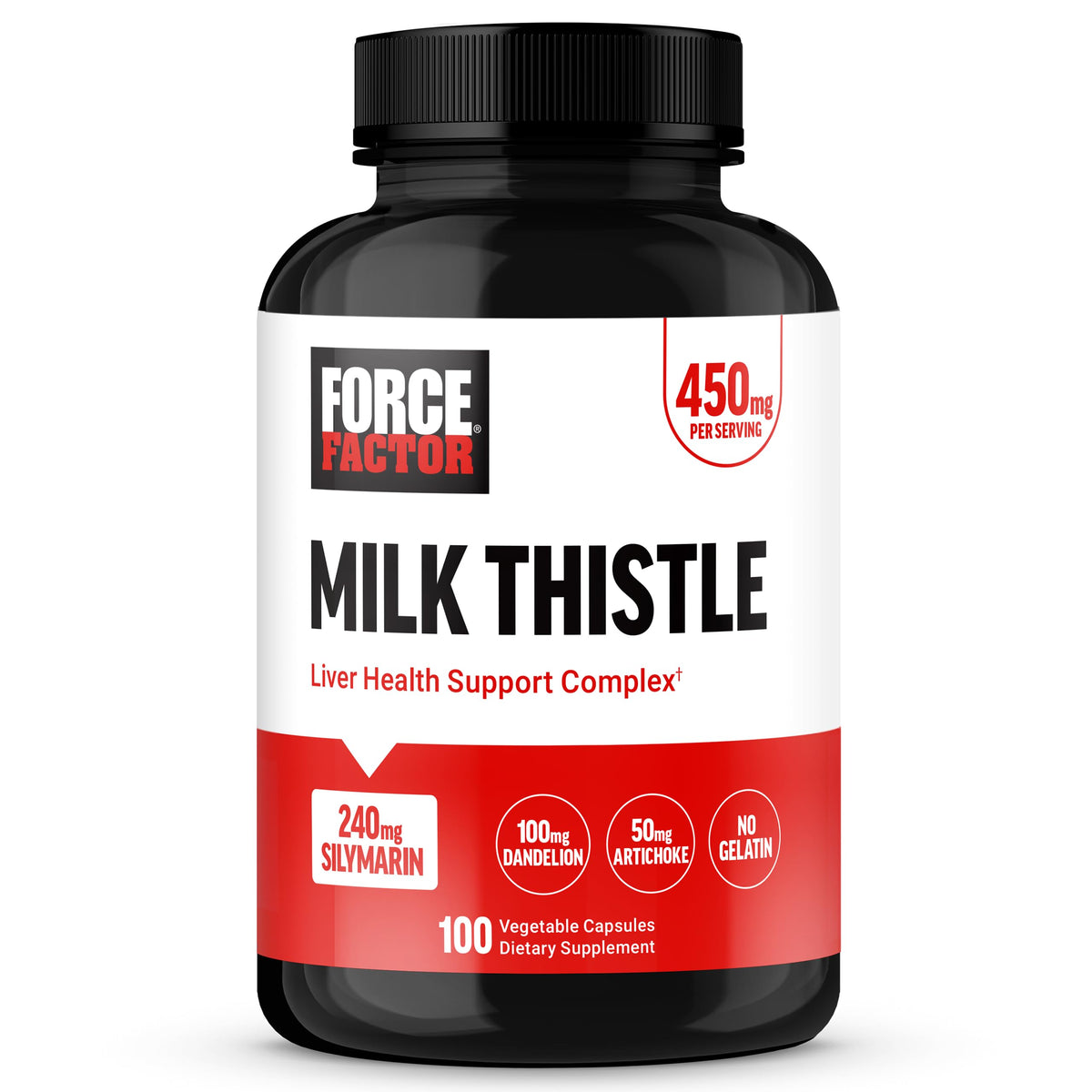 Force Factor Milk Thistle supplement front view with packaging