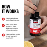 Force Factor MK-7 Vitamin K2 100mcg supplement bottle with dosage