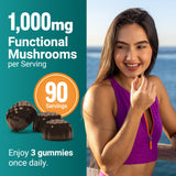 Force Factor Modern Mushrooms Gummies lifestyle scene with a glass of water