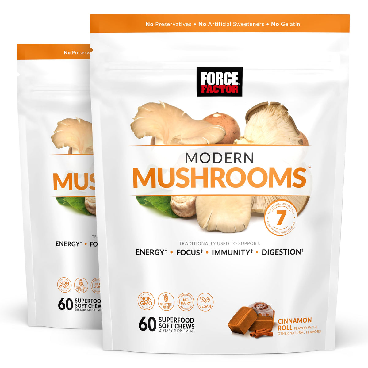 Force Factor Modern Mushrooms Soft Chews front view packaging