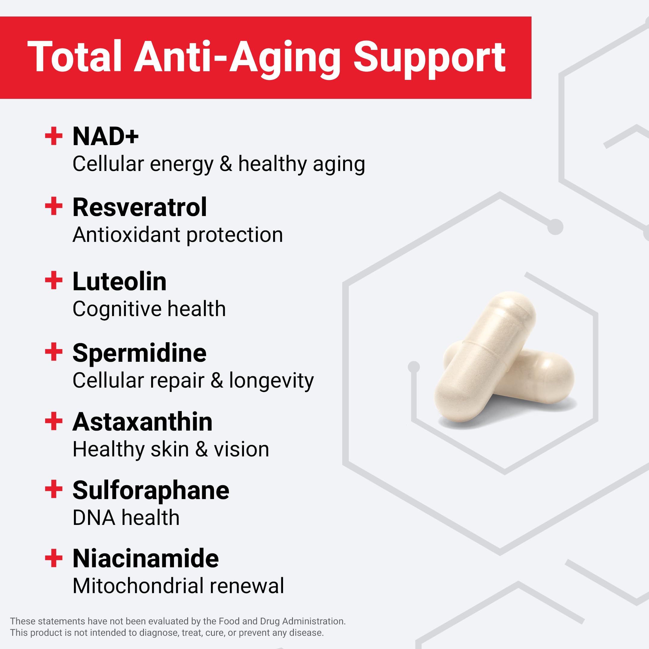 Force Factor NAD+ Longevity Nutrient Complex 40g supplement on a table