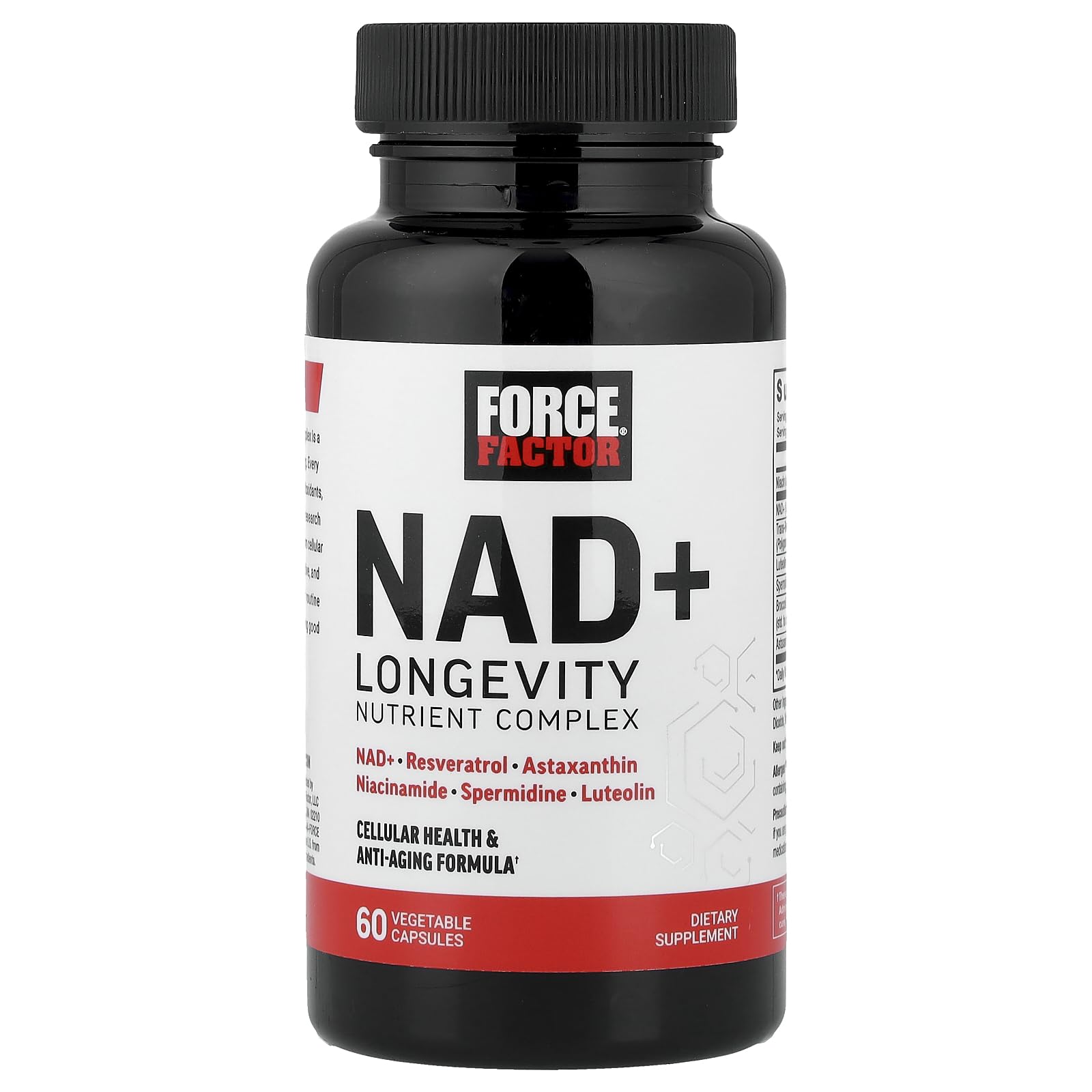 Force Factor NAD+ Longevity Nutrient Complex 40g supplement packaging