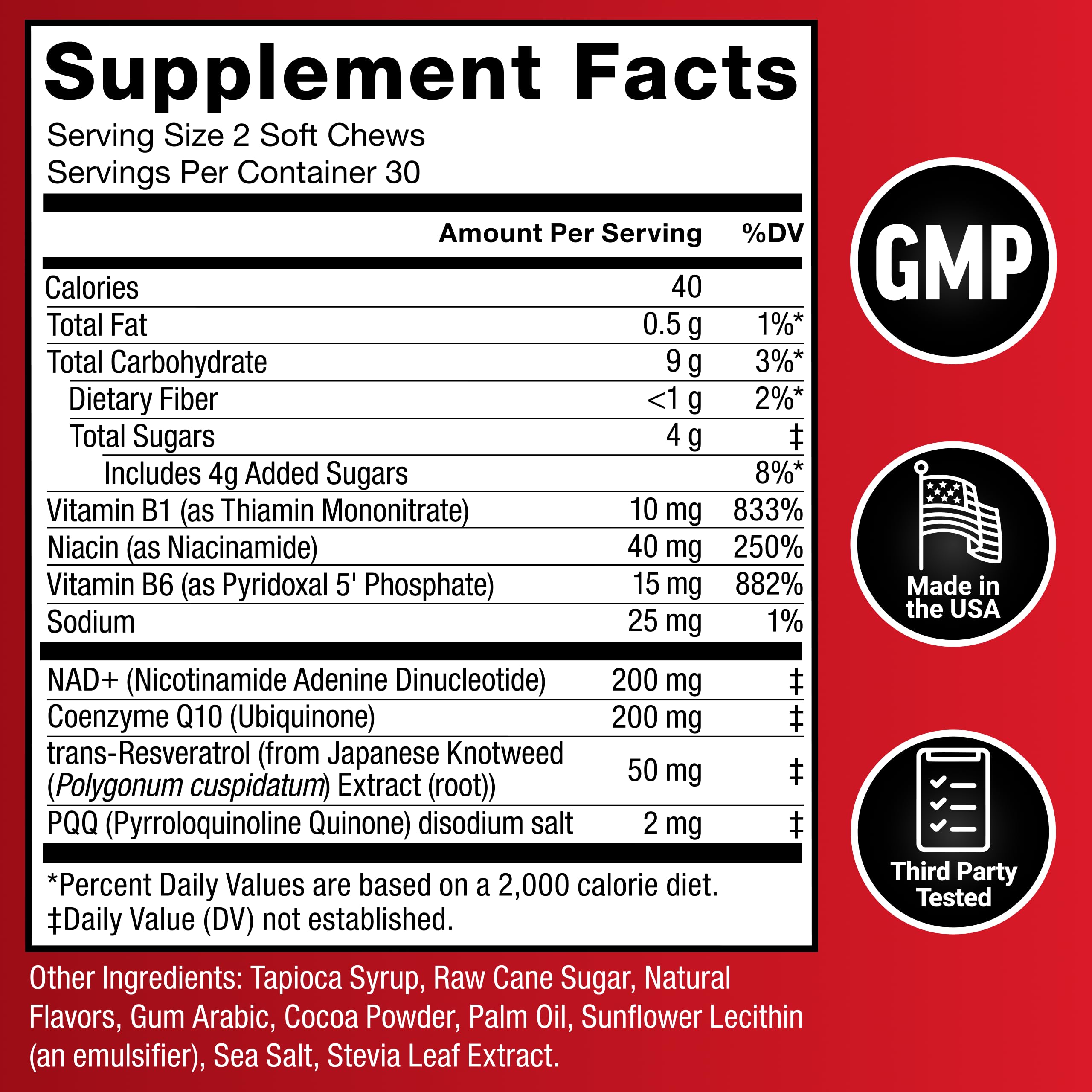 Force Factor NAD+ Longevity Soft Chews in hand