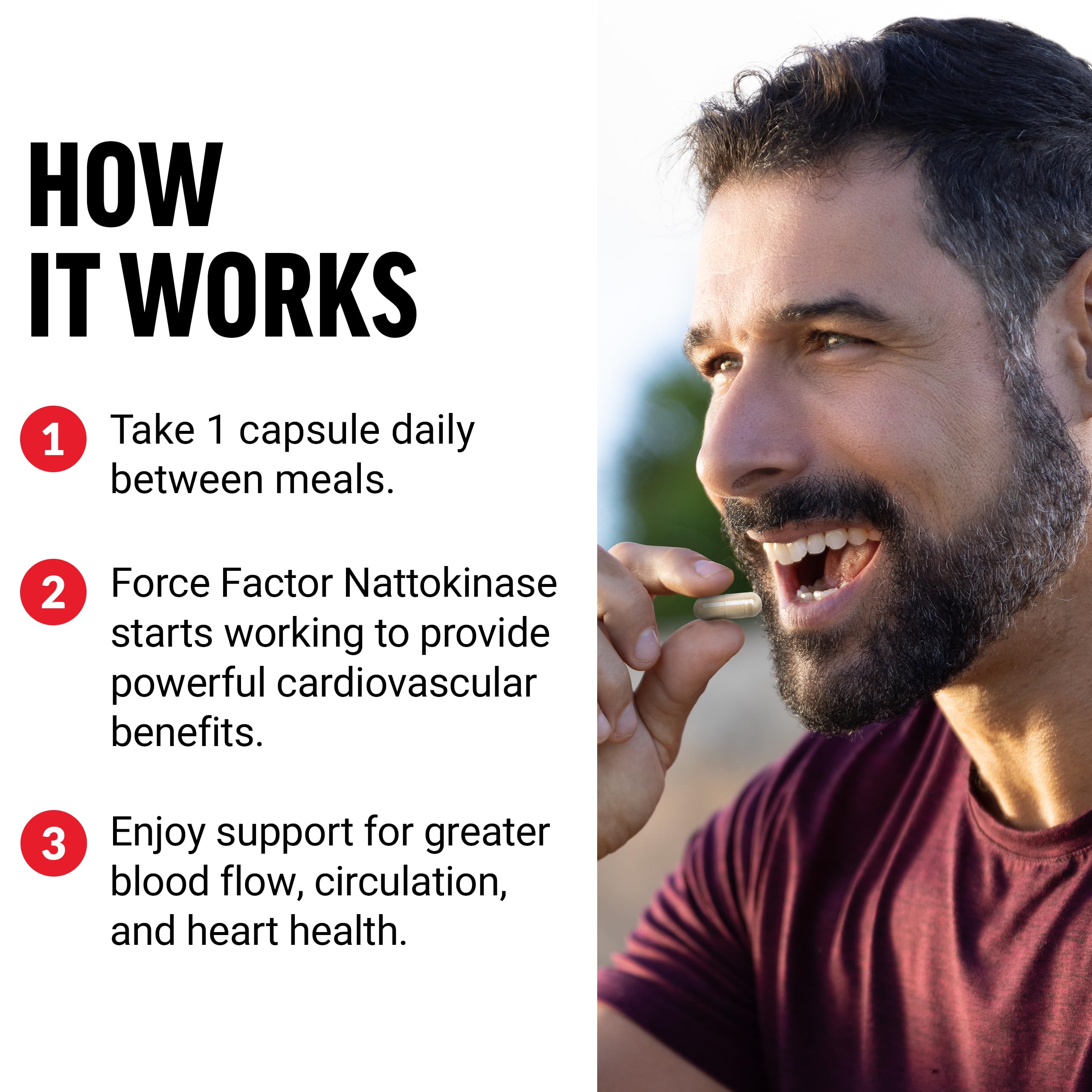Force Factor Nattokinase 2000 FU supplement with ingredients list displayed