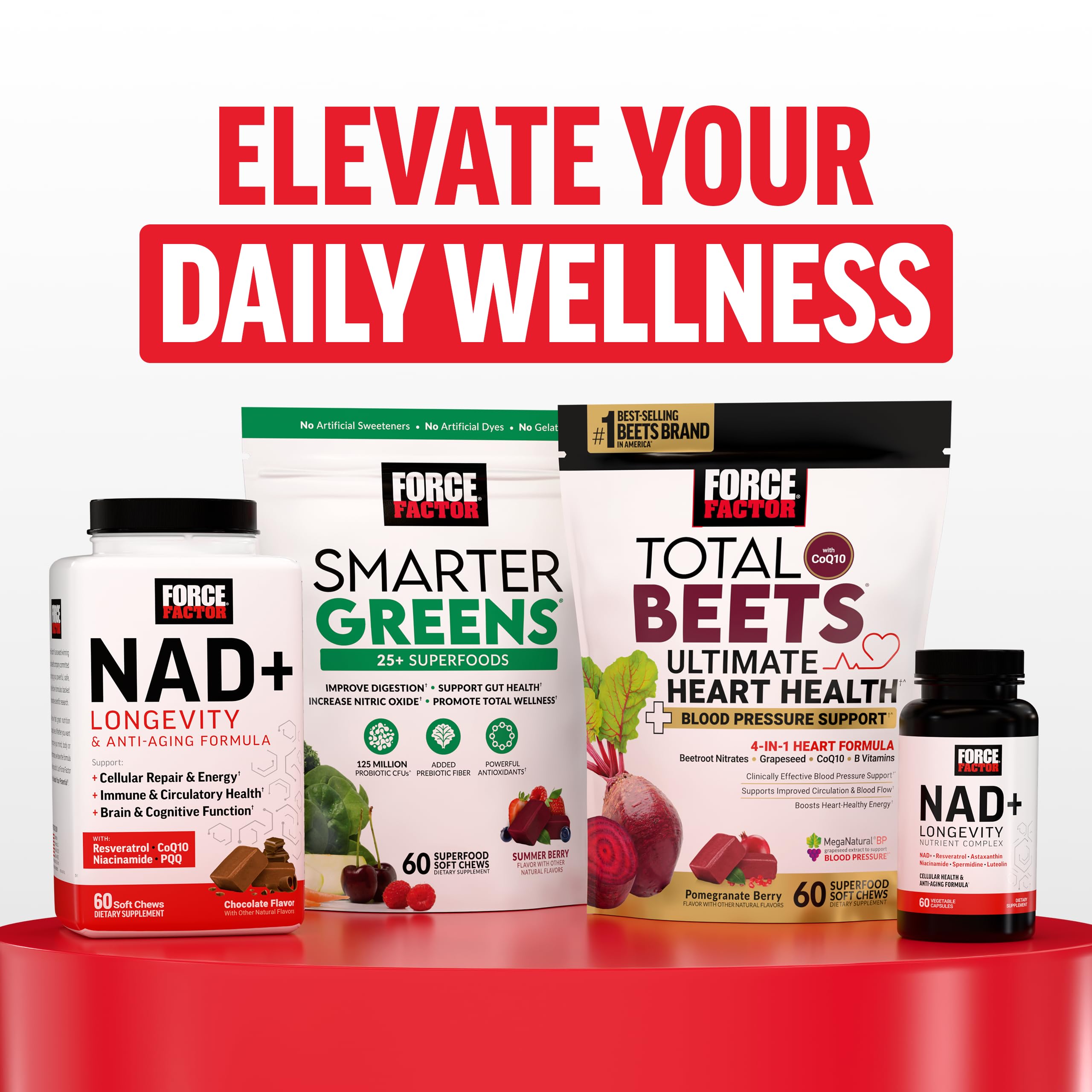 Force Factor NMN Longevity Soft Chews close-up of strawberry flavour