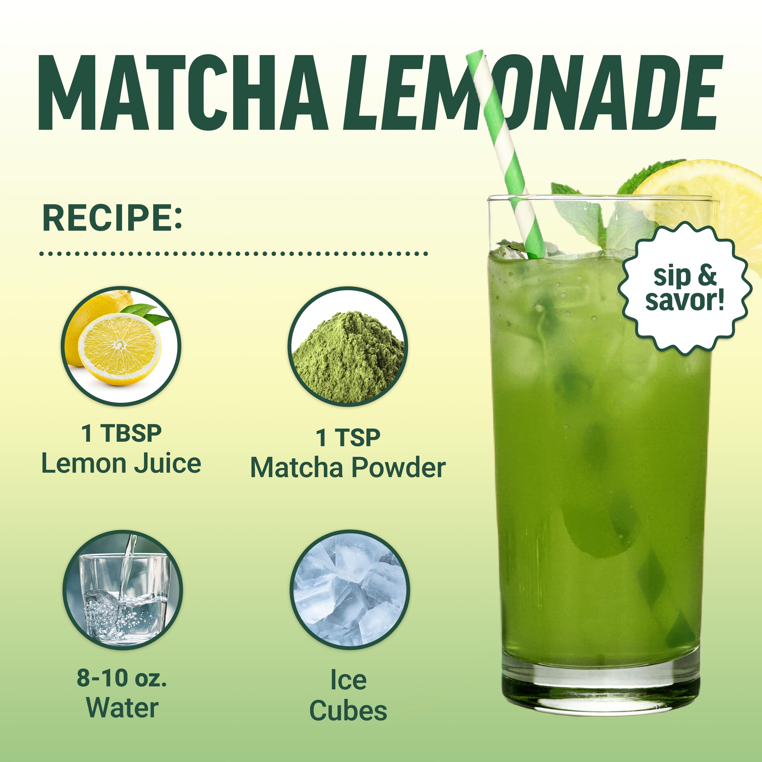 Force Factor Organic Matcha Green Tea Powder 190g in a glass of water