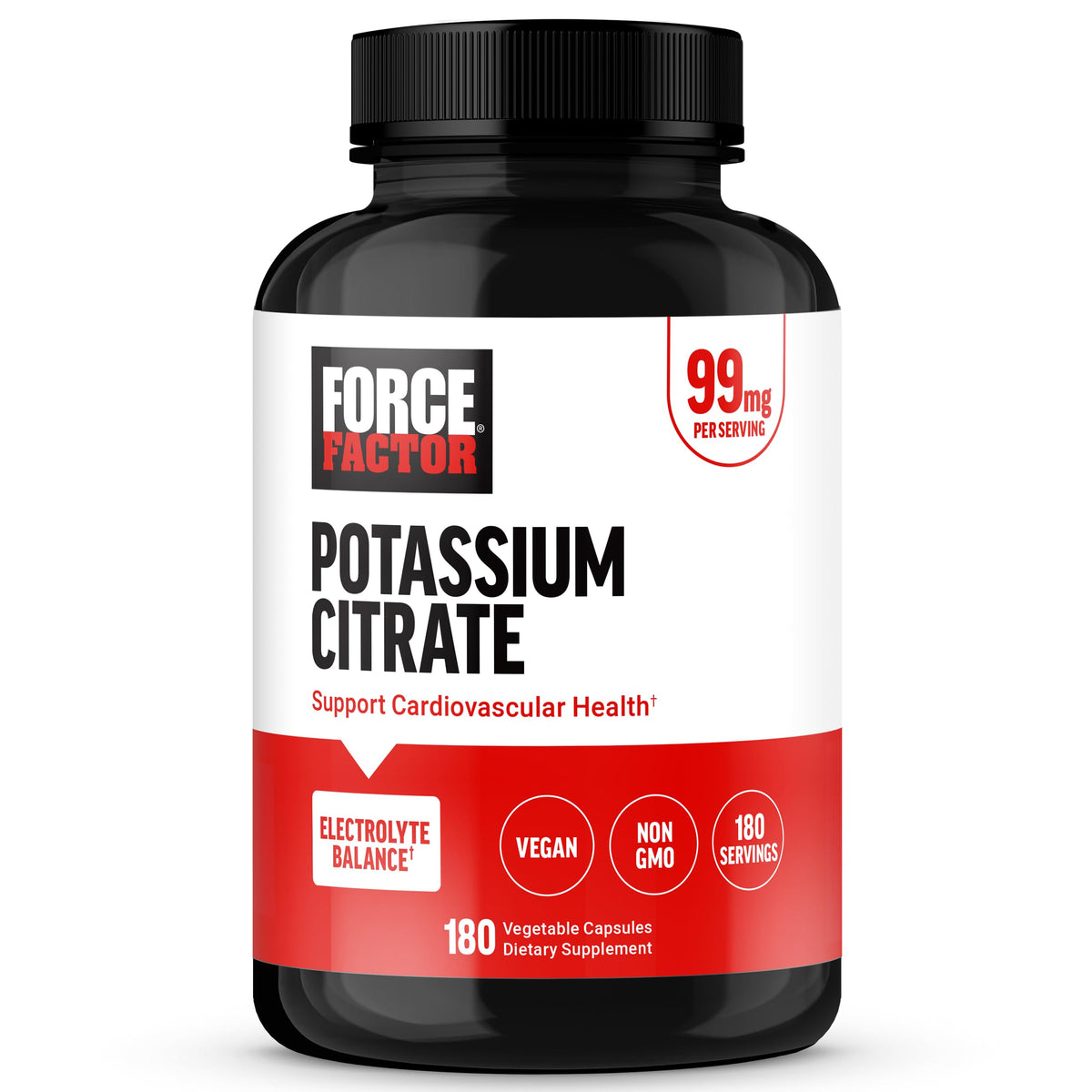 Force Factor Potassium Citrate vegan capsules front view