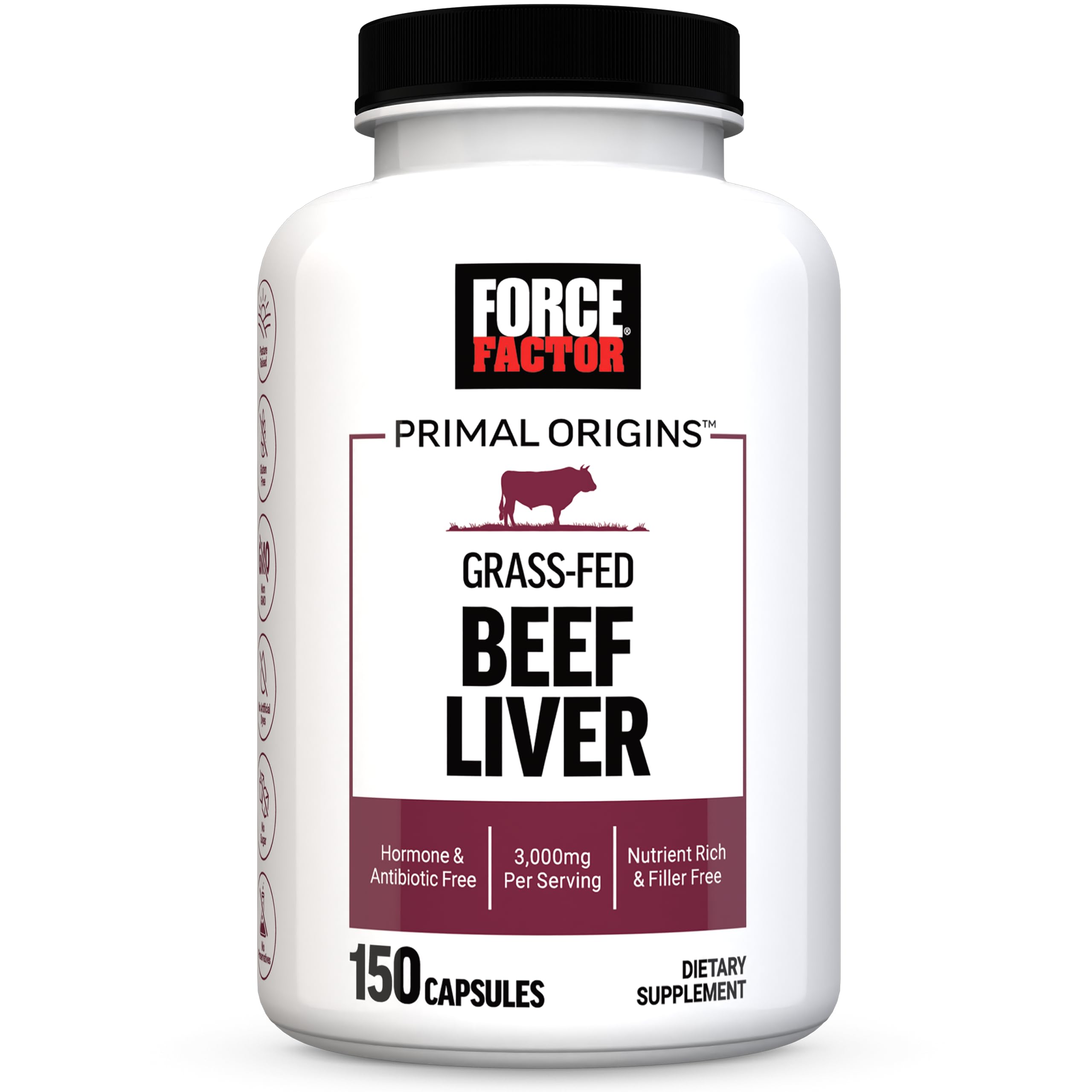 Force Factor Primal Origins Beef Liver Capsules front view