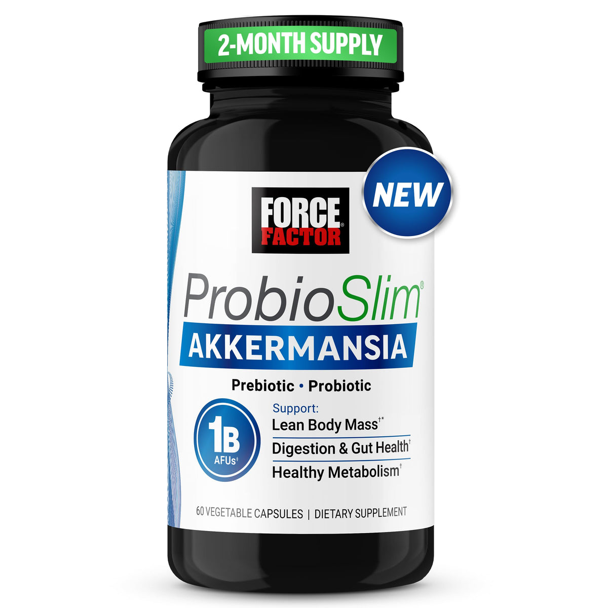Force Factor ProbioSlim Akkermansia Muciniphila Probiotic 60 Capsules front view