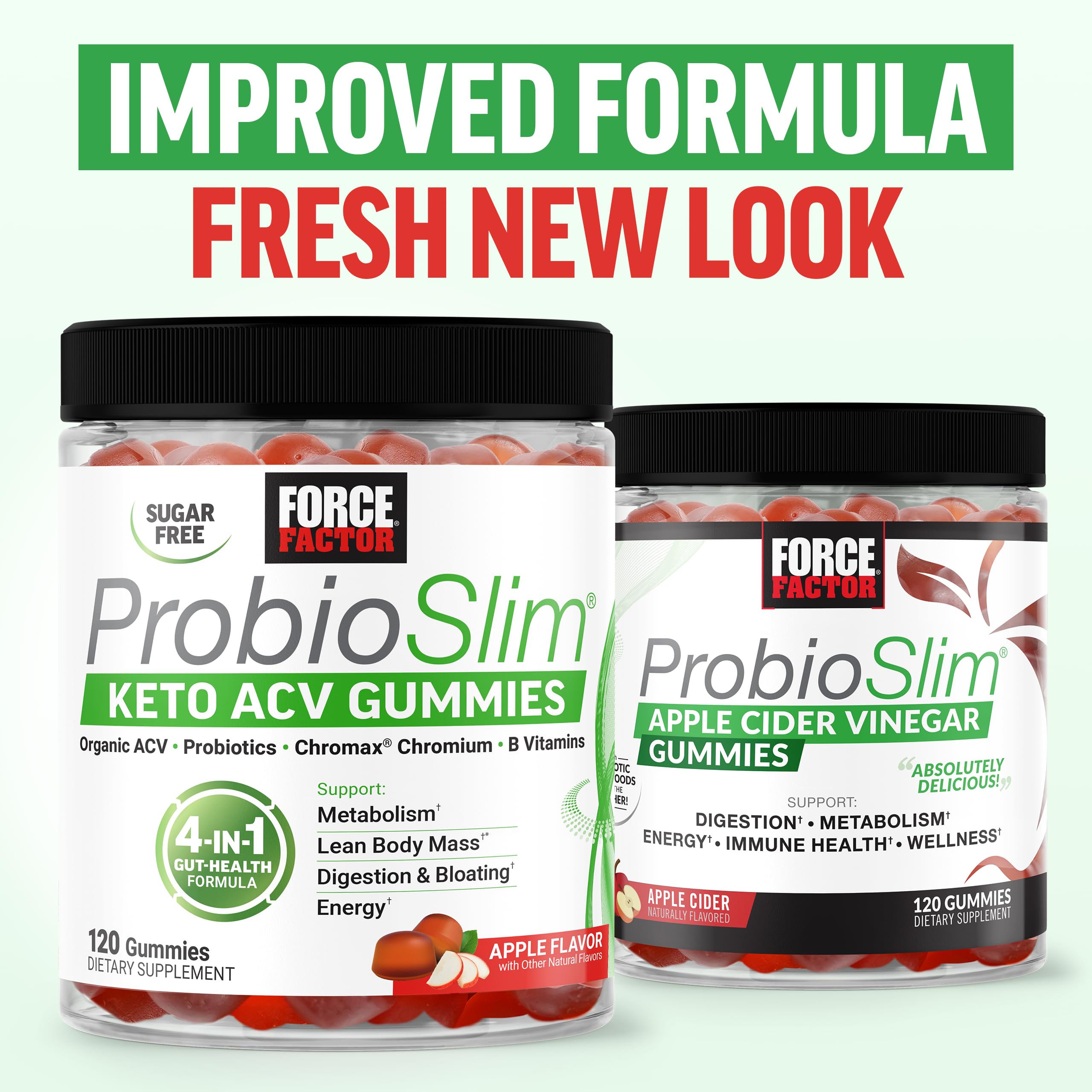 Force Factor ProbioSlim Keto ACV Gummies with apple slices
