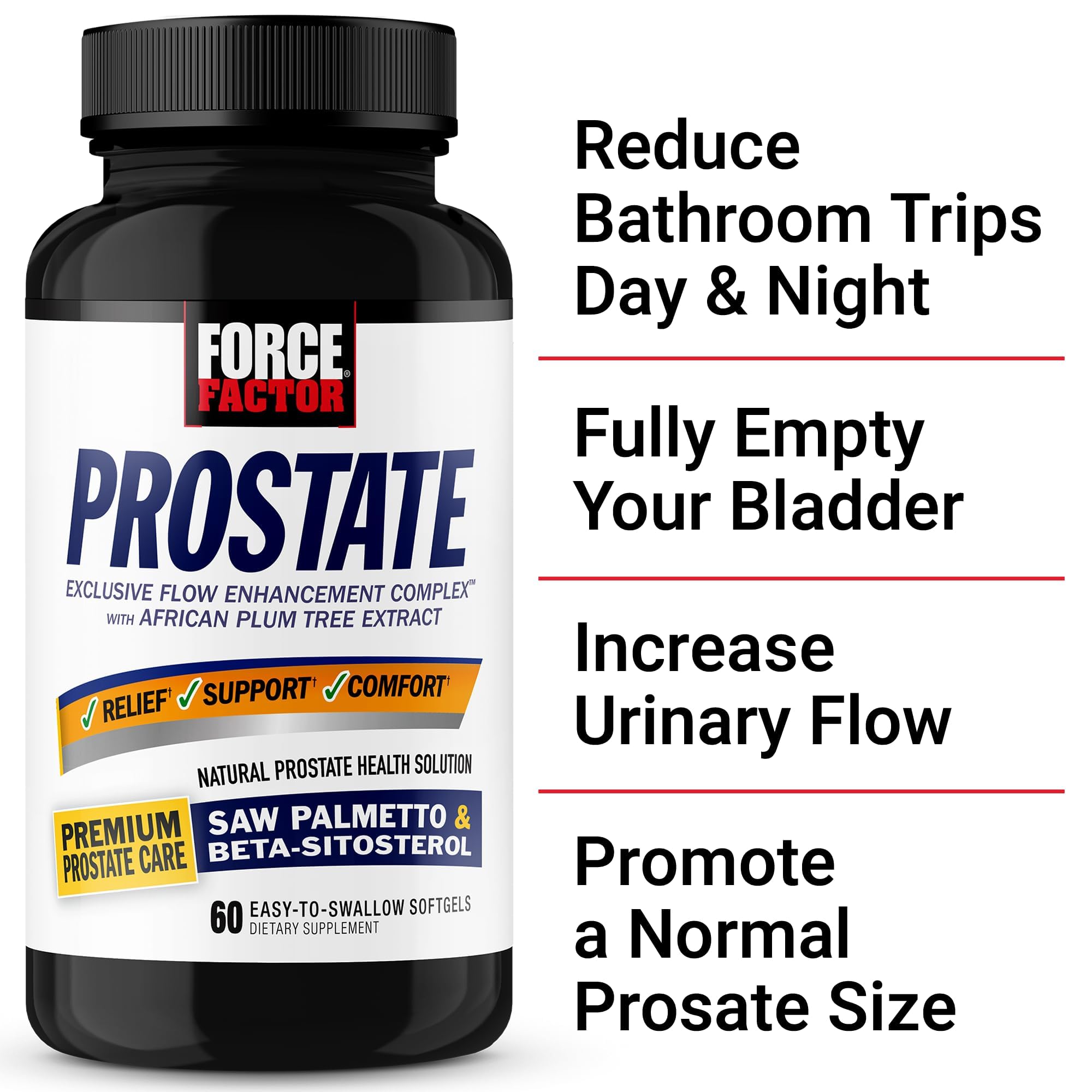 Force Factor Prostate Support Supplement side view