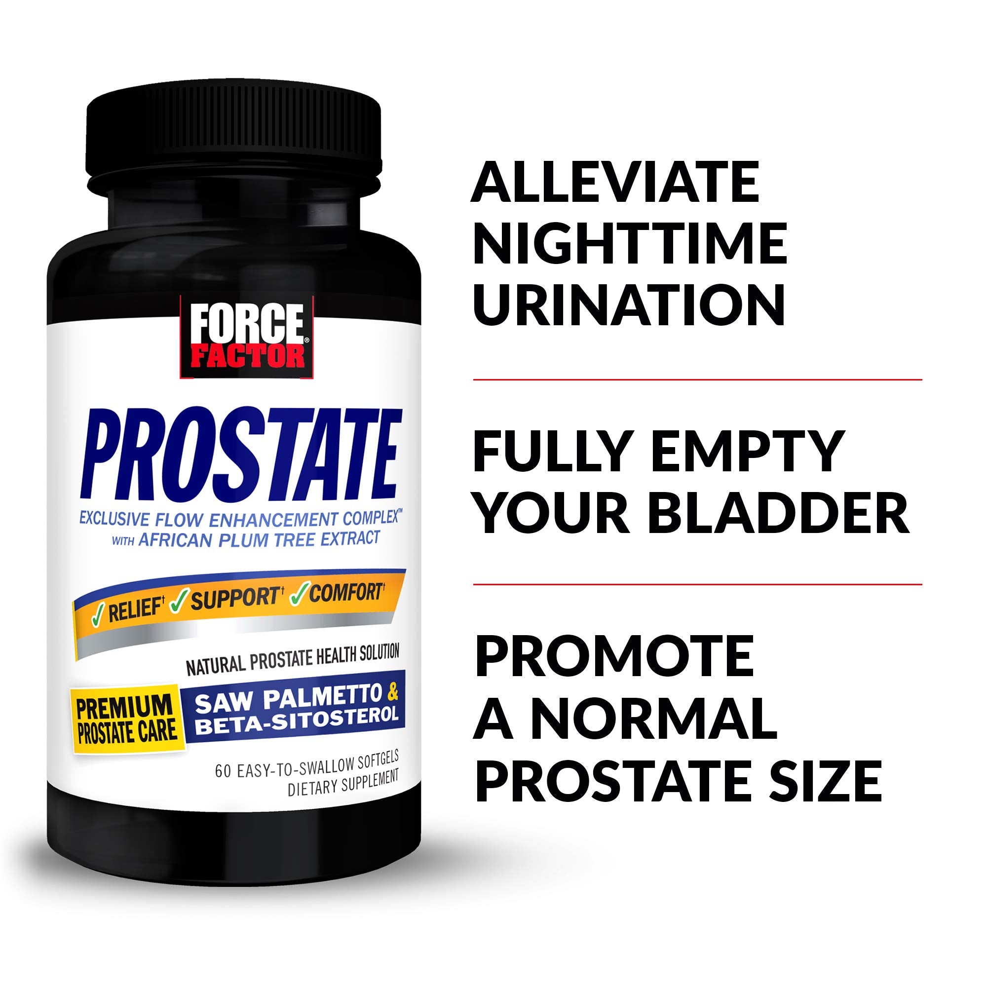 Force Factor Prostate Support Supplement side view with ingredients