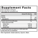 Force Factor Pumpkin Seed Oil bottle with a measuring spoon