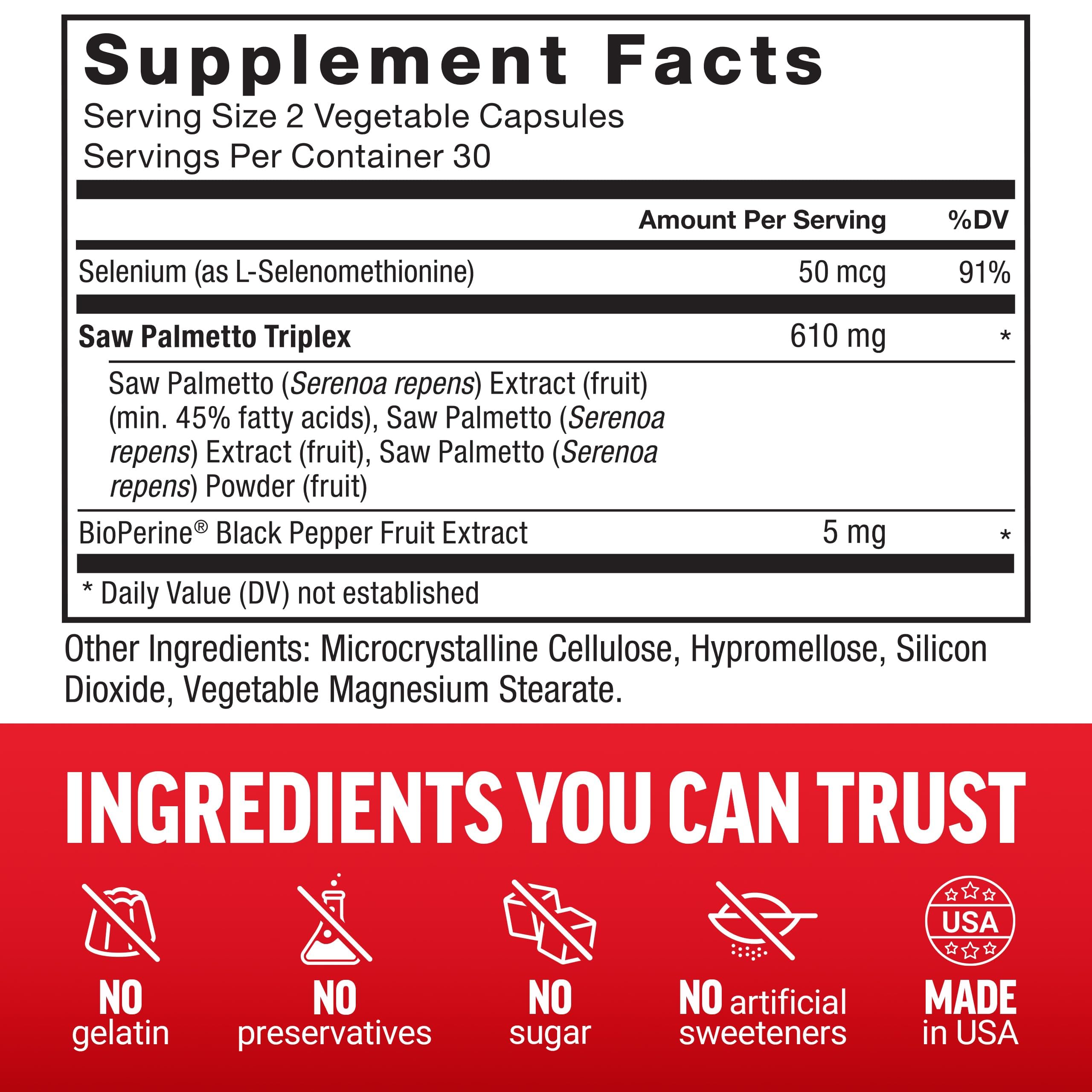 Force Factor Saw Palmetto Supplement bottle with label