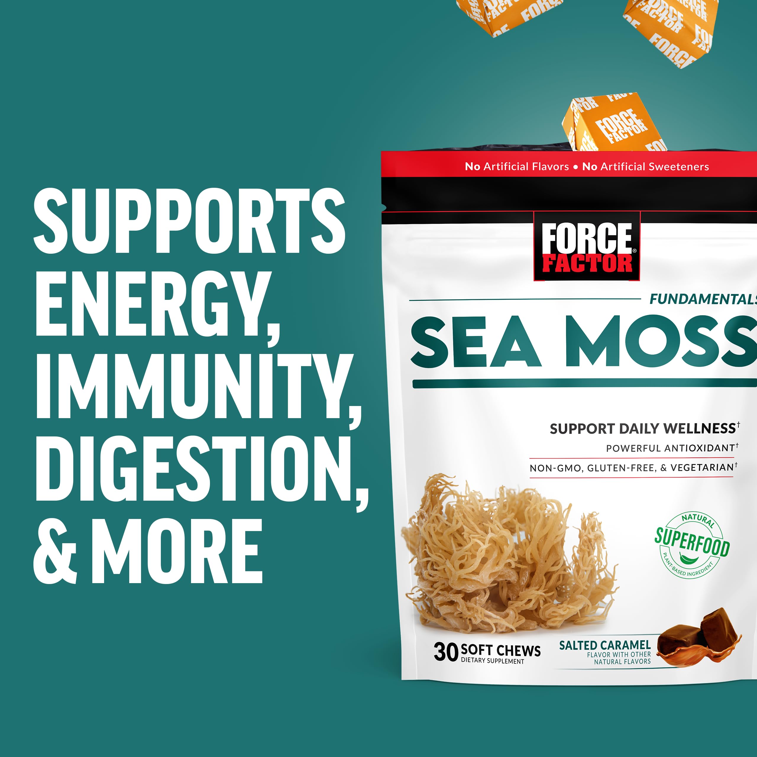 Force Factor Sea Moss Soft Chews on a table