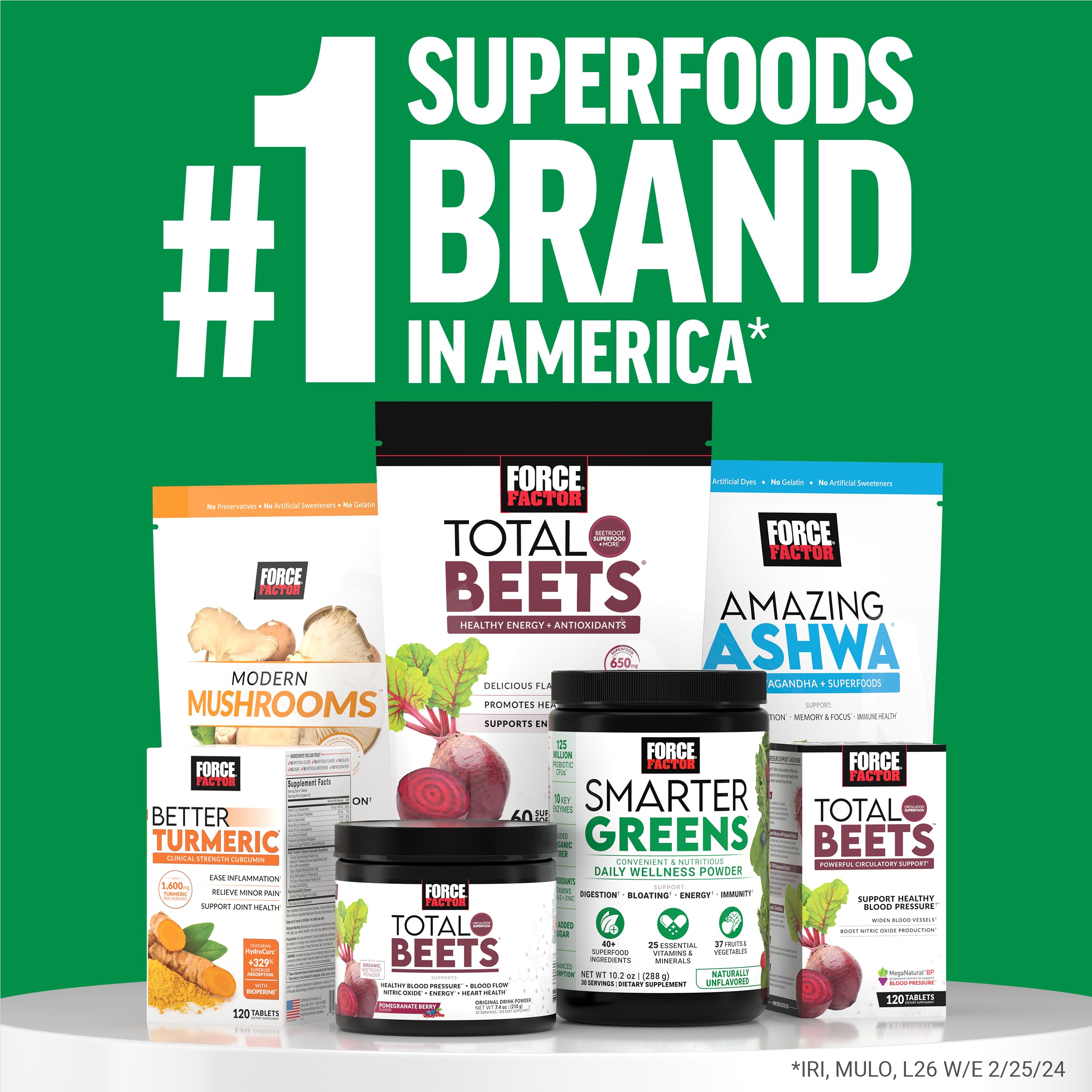 Force Factor Smarter Greens Daily Wellness Powder ingredients list