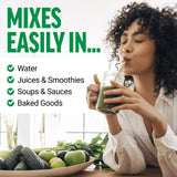 Force Factor Smarter Greens Superfood Powder 374g mixed in a glass