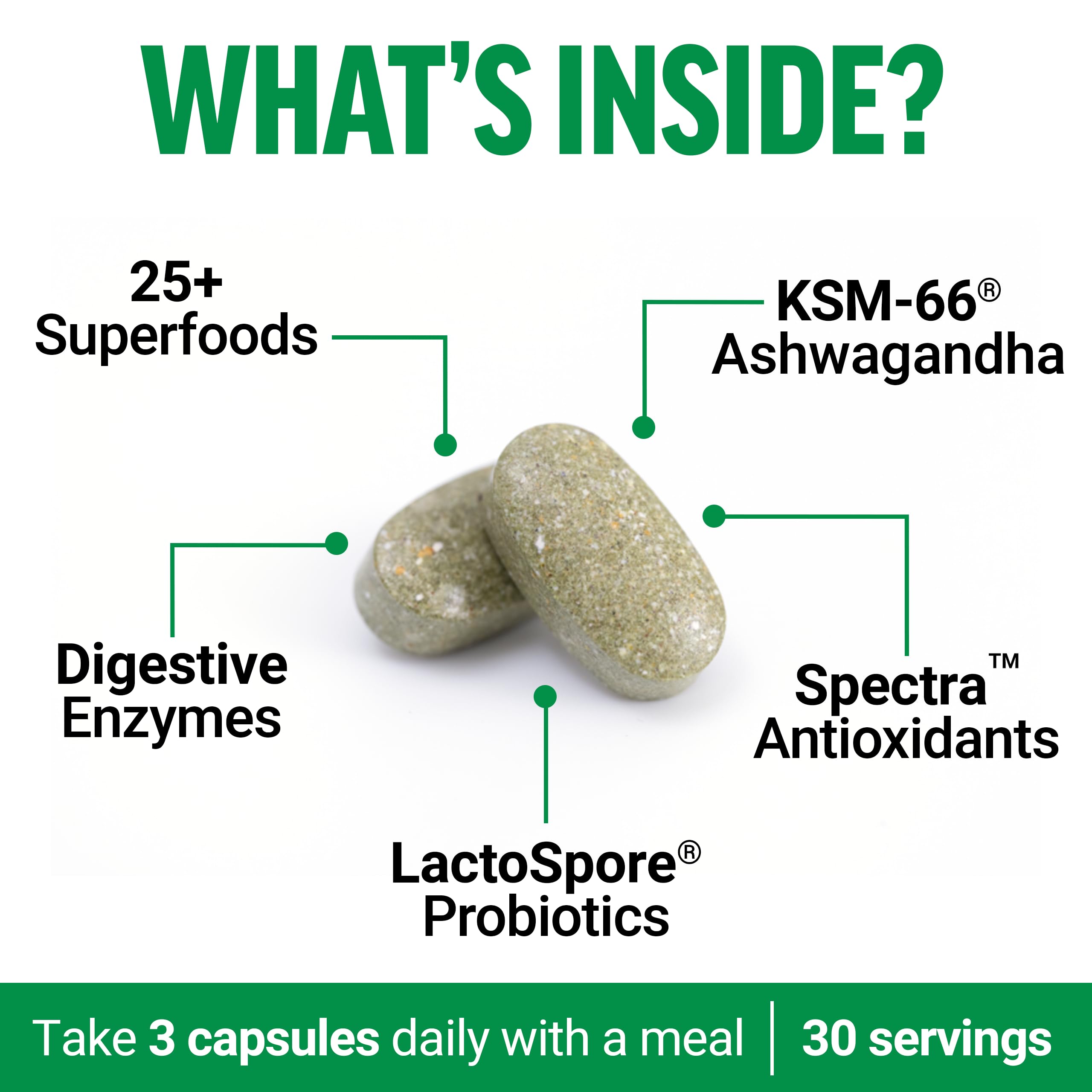 Force Factor Smarter Greens Tablets close-up of tablets