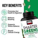 Force Factor Smarter Greens Tablets side view showing tablet count