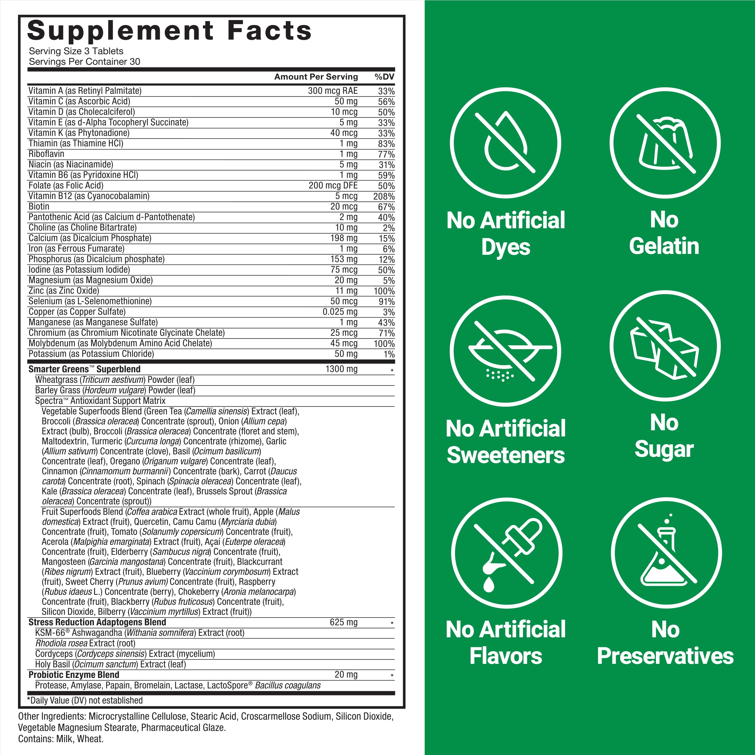 Force Factor Smarter Greens Tablets with a measuring spoon