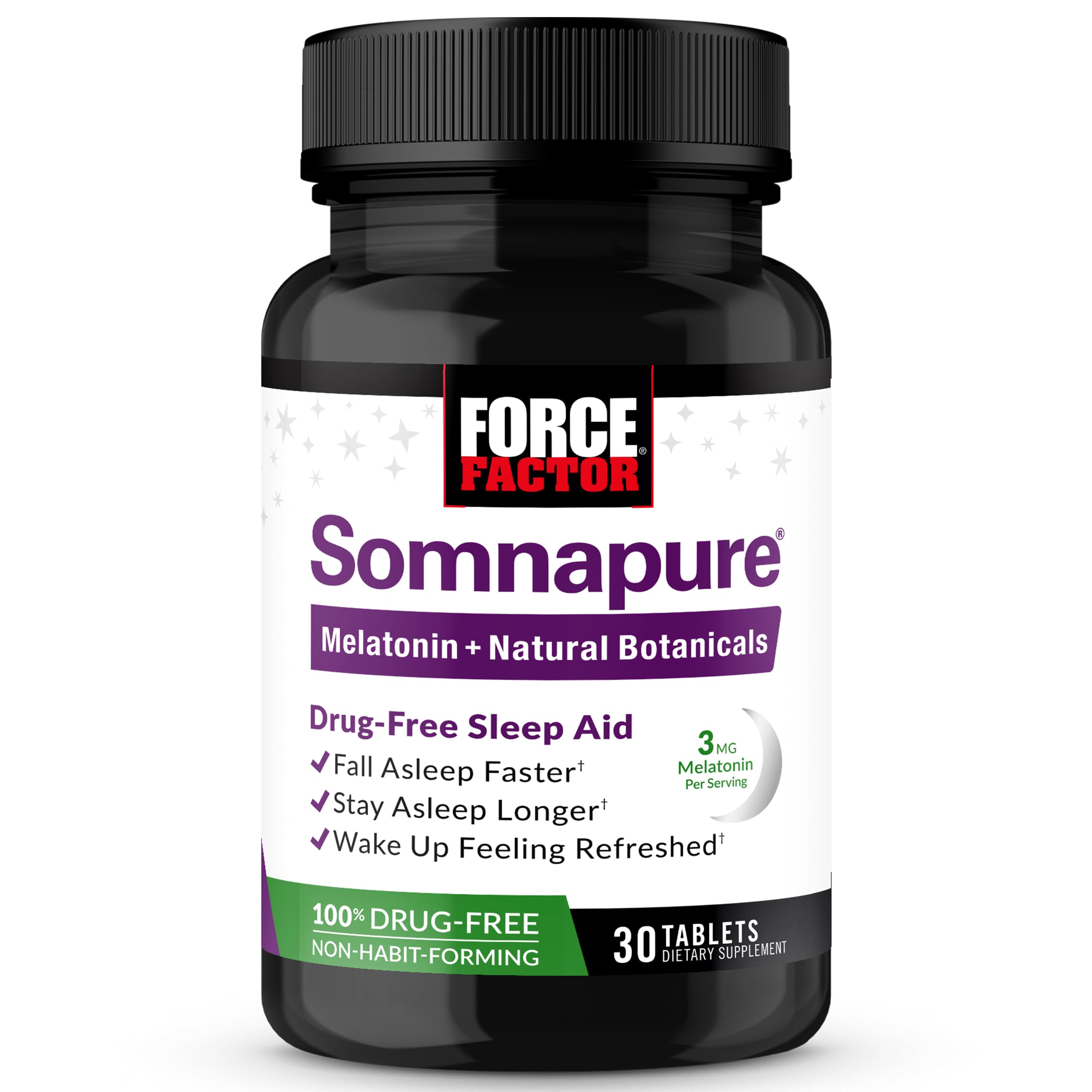 Force Factor Somnapure Sleep Supplement front view with 60 capsules