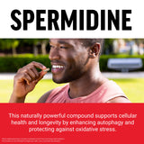 Force Factor Spermidine capsule close-up on a wooden surface