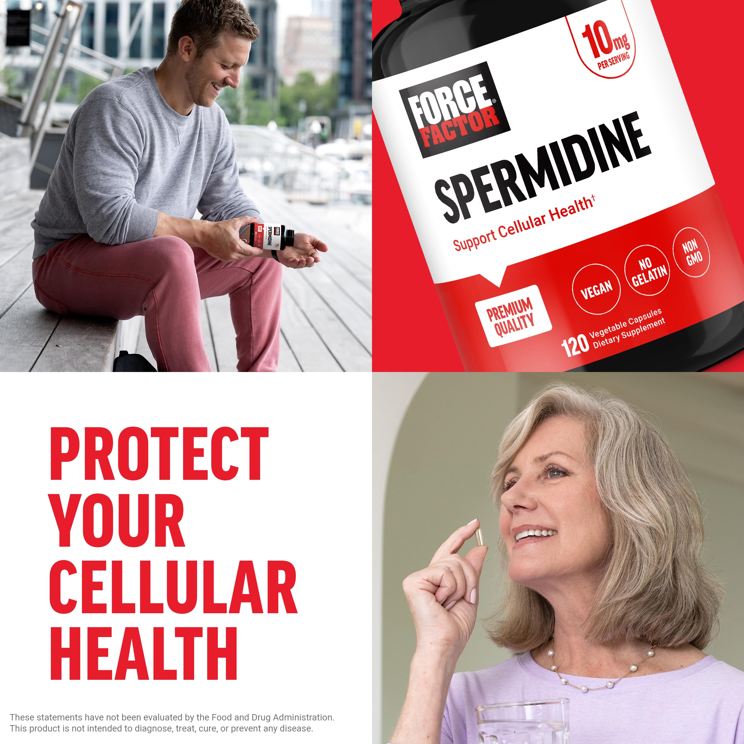 Force Factor Spermidine supplement side view with dosage information