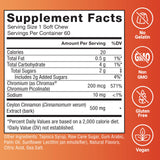 Force Factor Splendid Cinnamon Soft Chews nutritional information