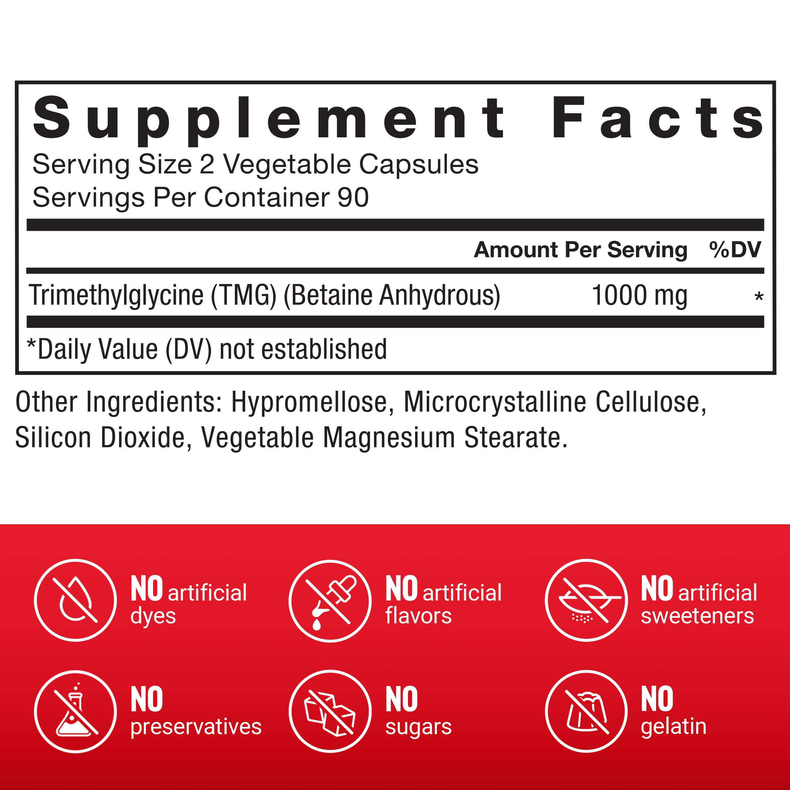Force Factor TMG Betaine capsules in a clear bottle