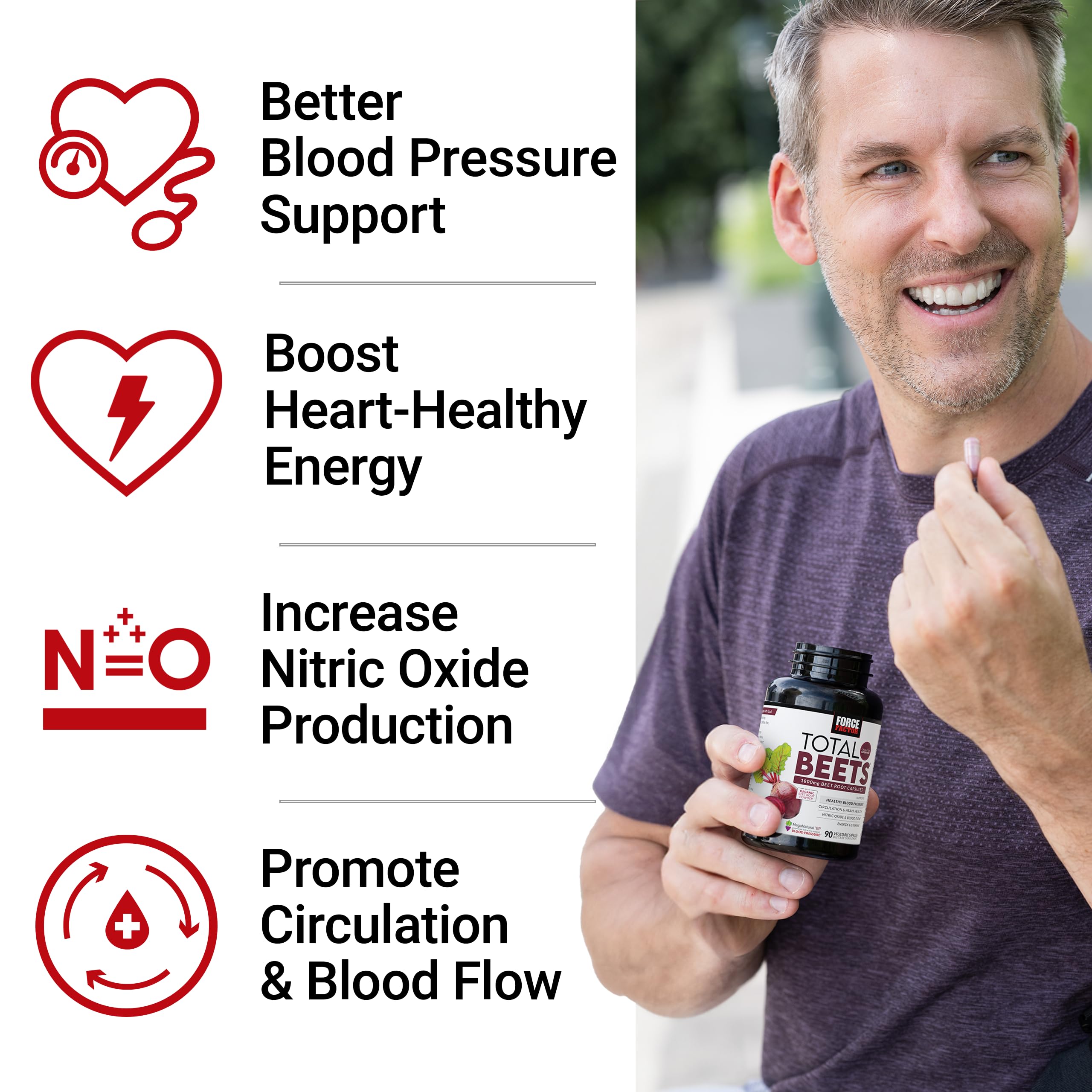 Force Factor Total Beets Beet Root Capsules 1800mg back view