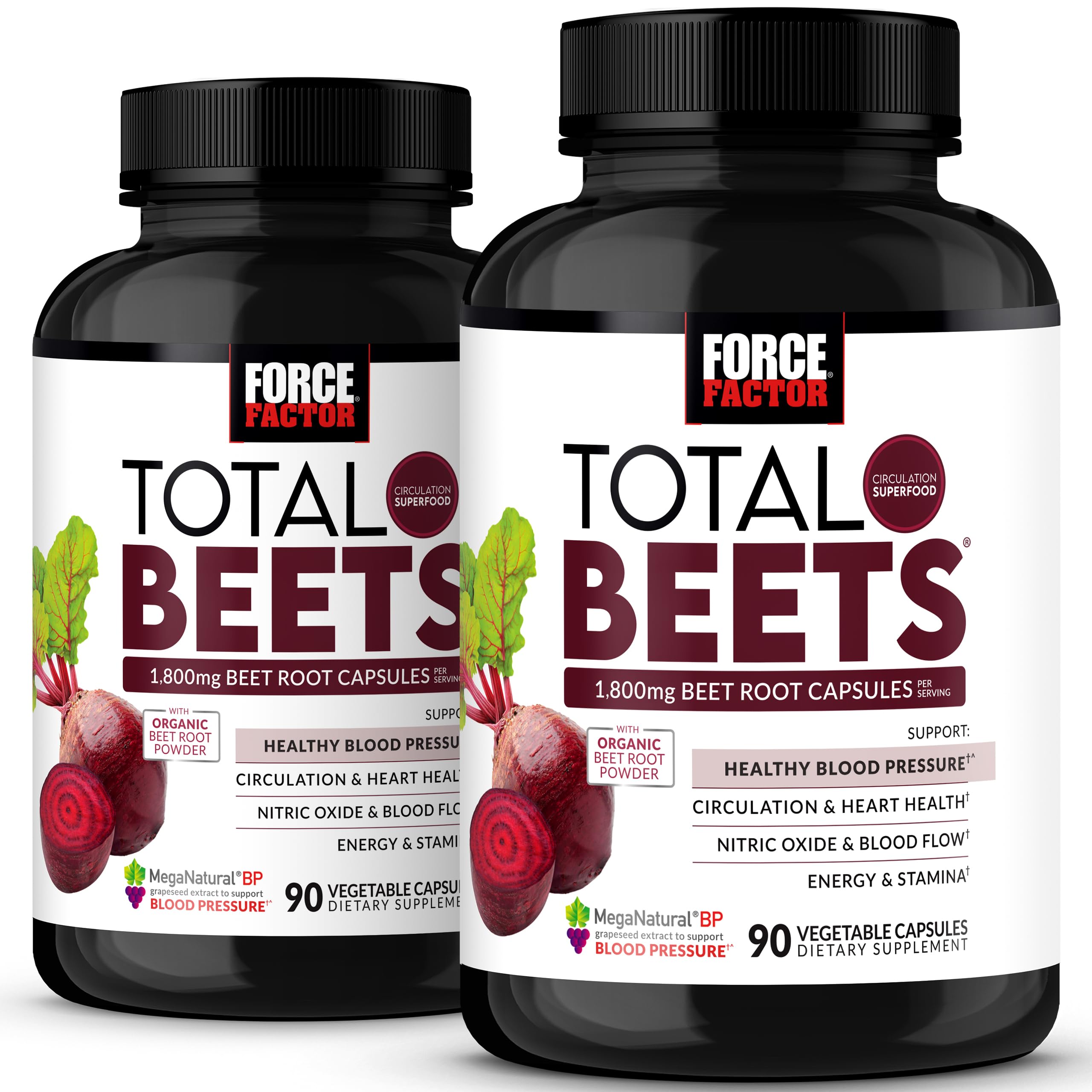Force Factor Total Beets Beet Root Capsules 1800mg front view