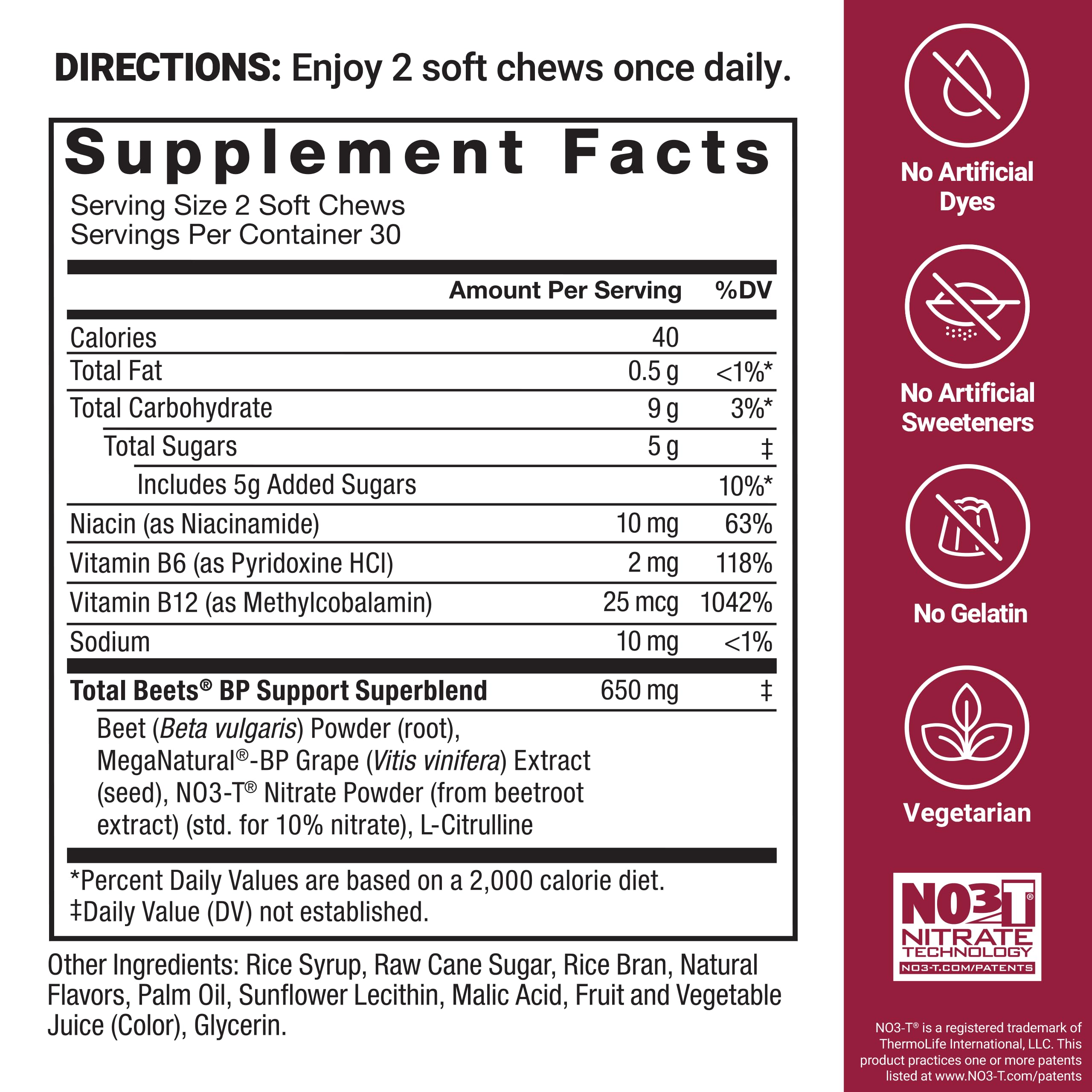 Force Factor Total Beets Blood Pressure Support Chews on a kitchen counter