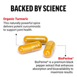 Force Factor Turmeric Curcumin supplement back view with ingredient list