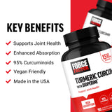 Force Factor Turmeric Curcumin supplement side view showing capsule