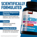 Force Factor Ultimate Magnesium Bone & Muscle tablets on a table