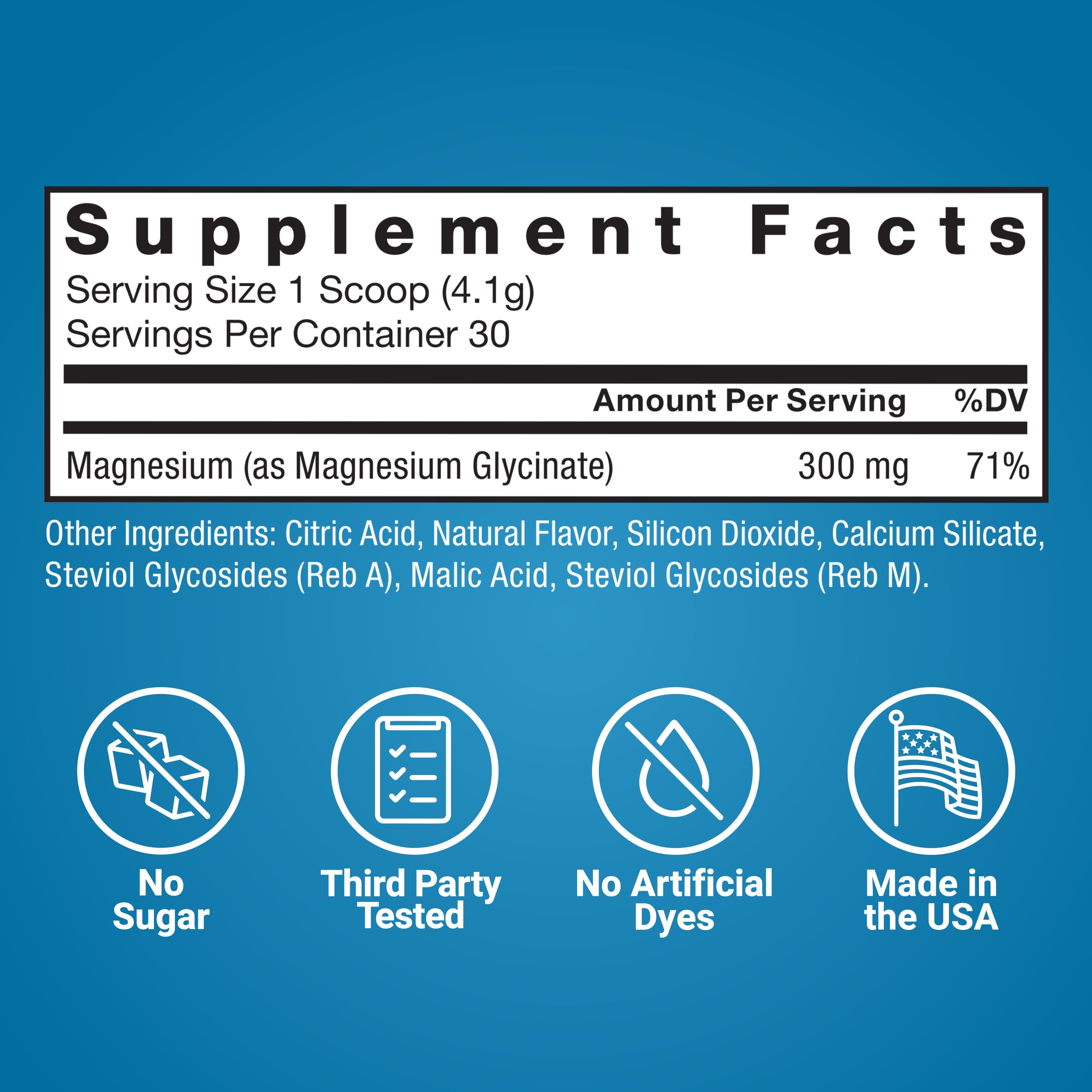 Force Factor Ultimate Magnesium Glycinate Raspberry Lemon drink mix back view
