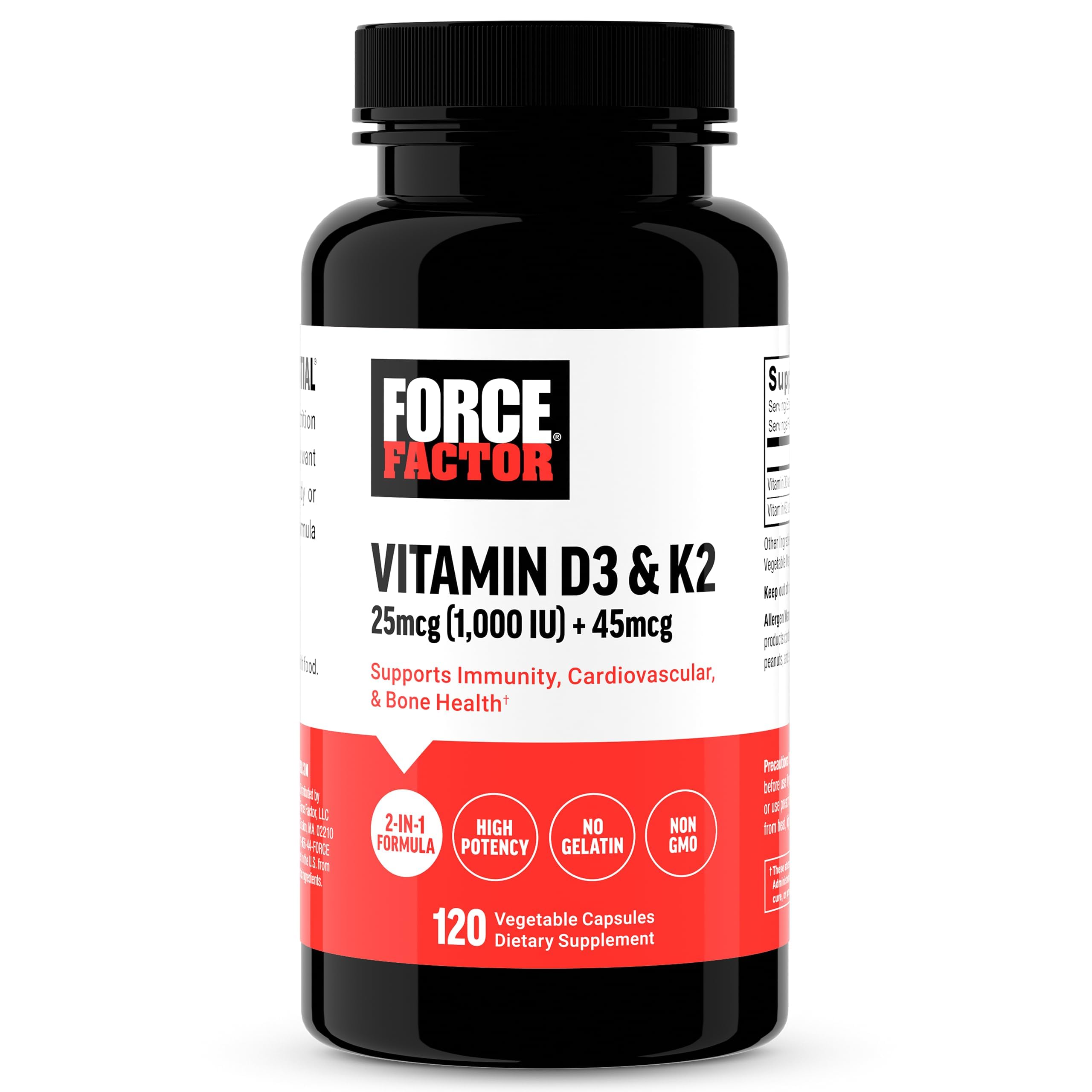 Force Factor Vitamin D3 K2 40g front view