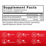 Force Factor Vitamin D3 K2 ingredients list