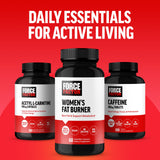 Force Factor Women's Fat Burner opened with capsules visible