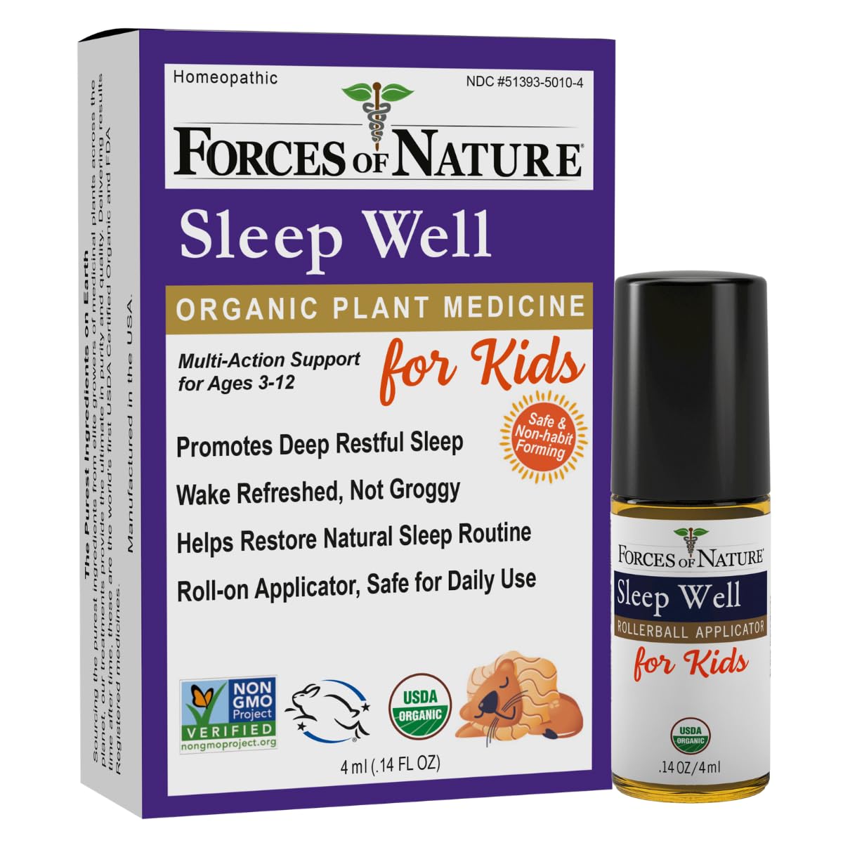 Forces of Nature Sleep Well for Kids 4ml roll-on bottle front view