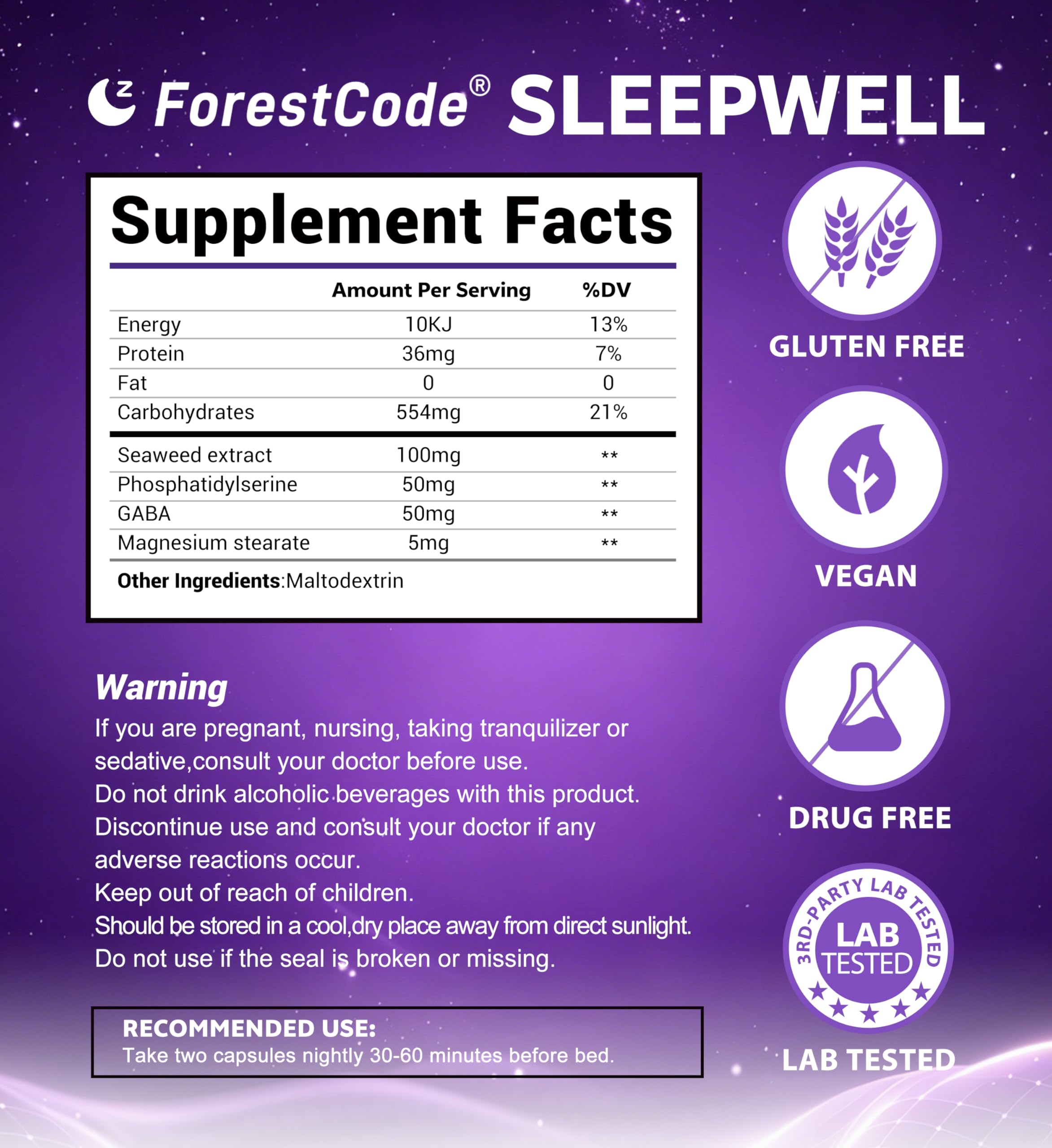 ForestCode Sleep Aid Supplement with measuring spoon