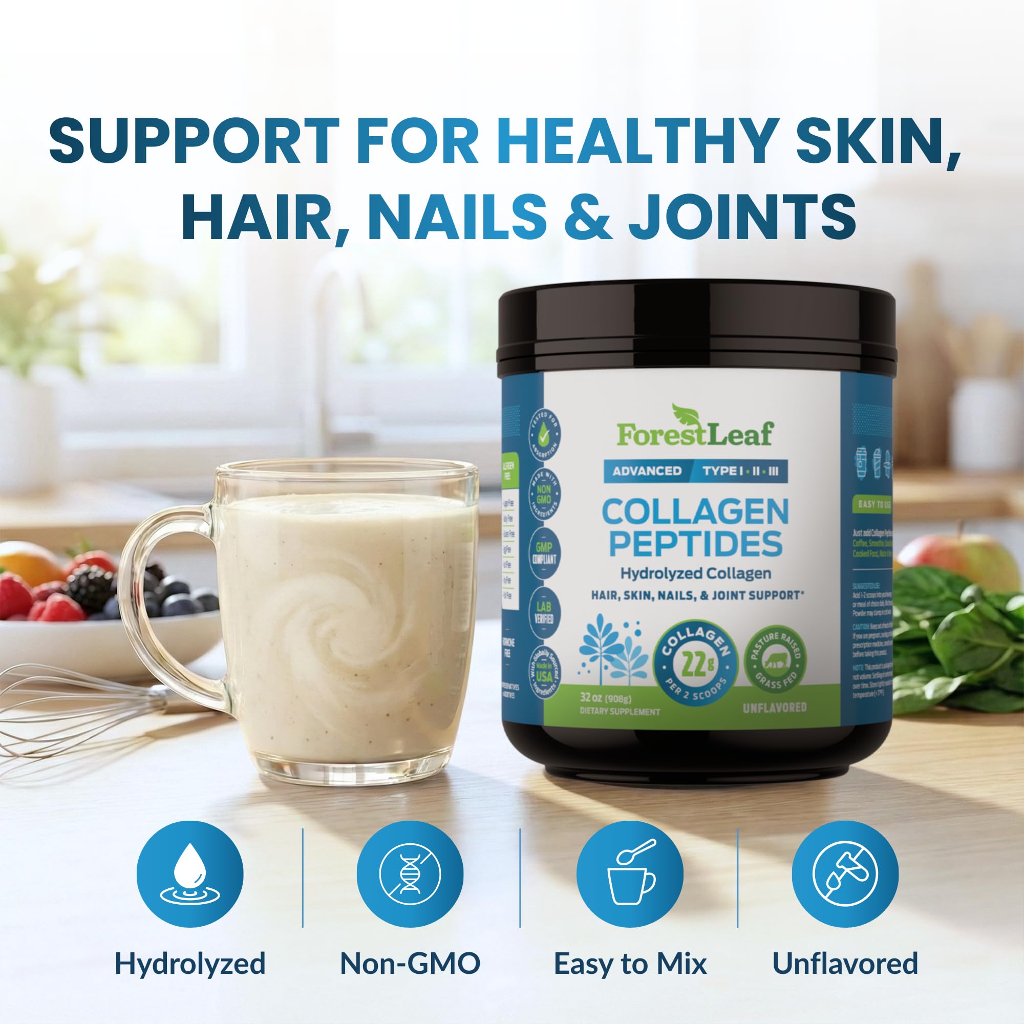 ForestLeaf Collagen Powder 902g packaging details