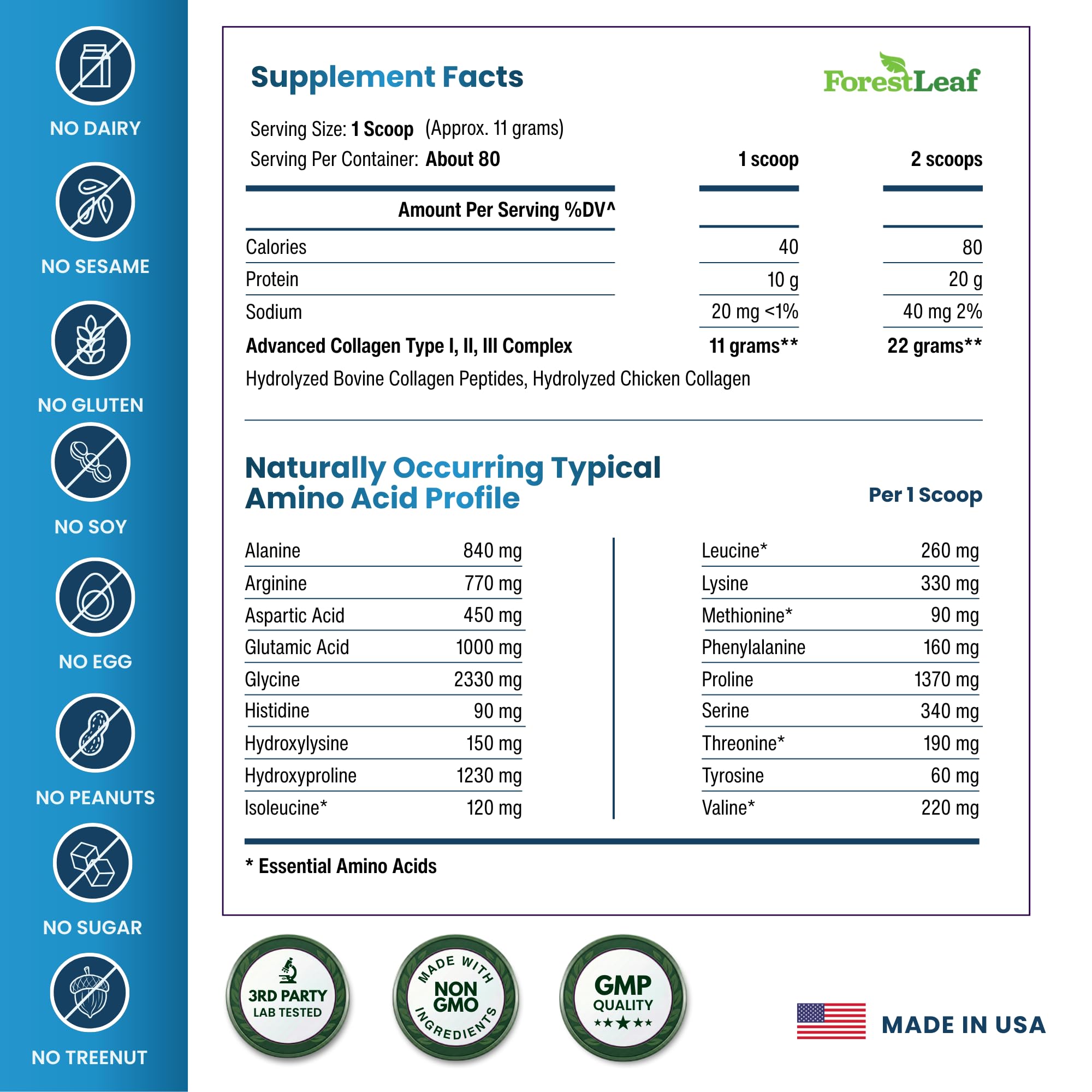 ForestLeaf Collagen Powder 902g unflavoured powder close-up
