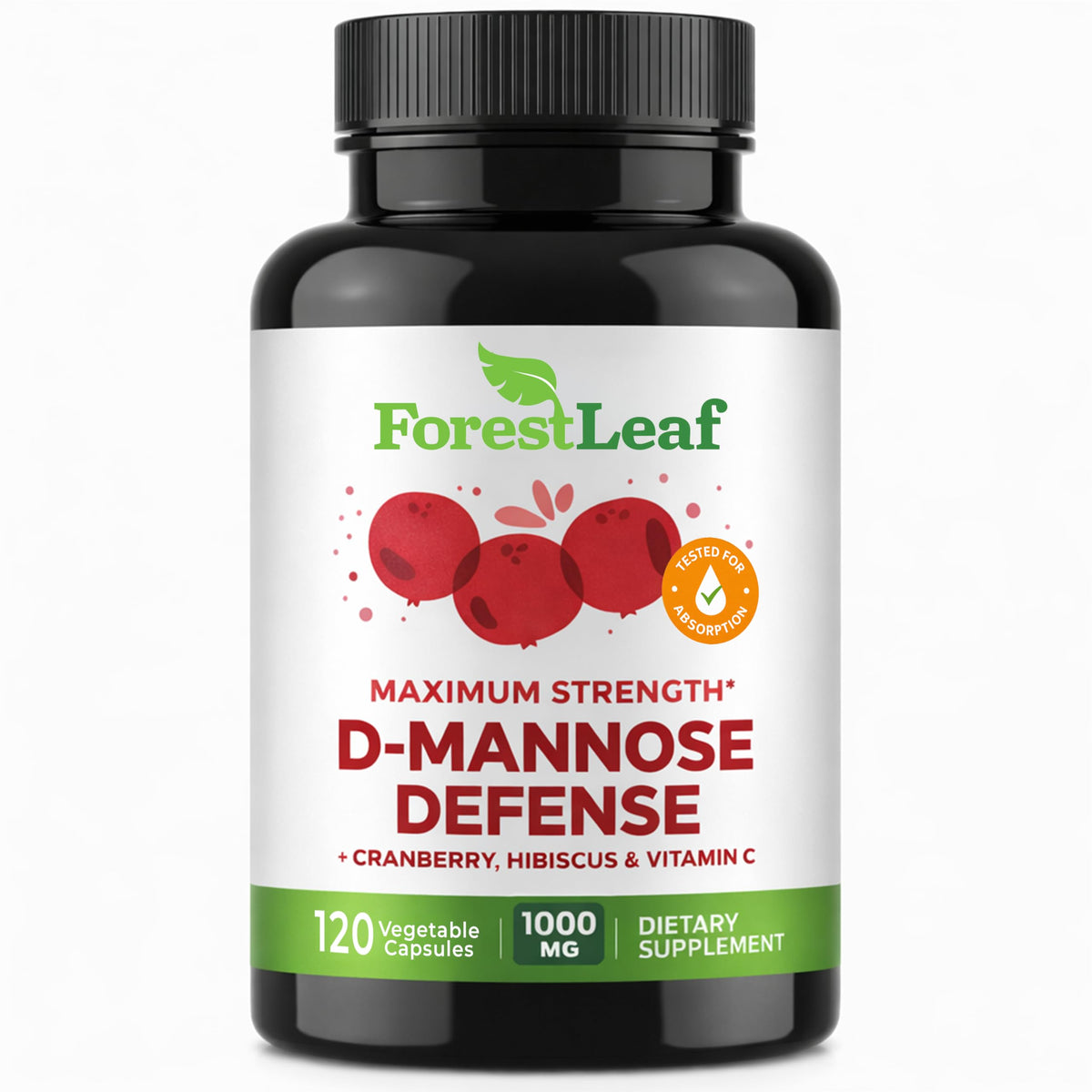 ForestLeaf D-Mannose Defense 1000mg capsules front view