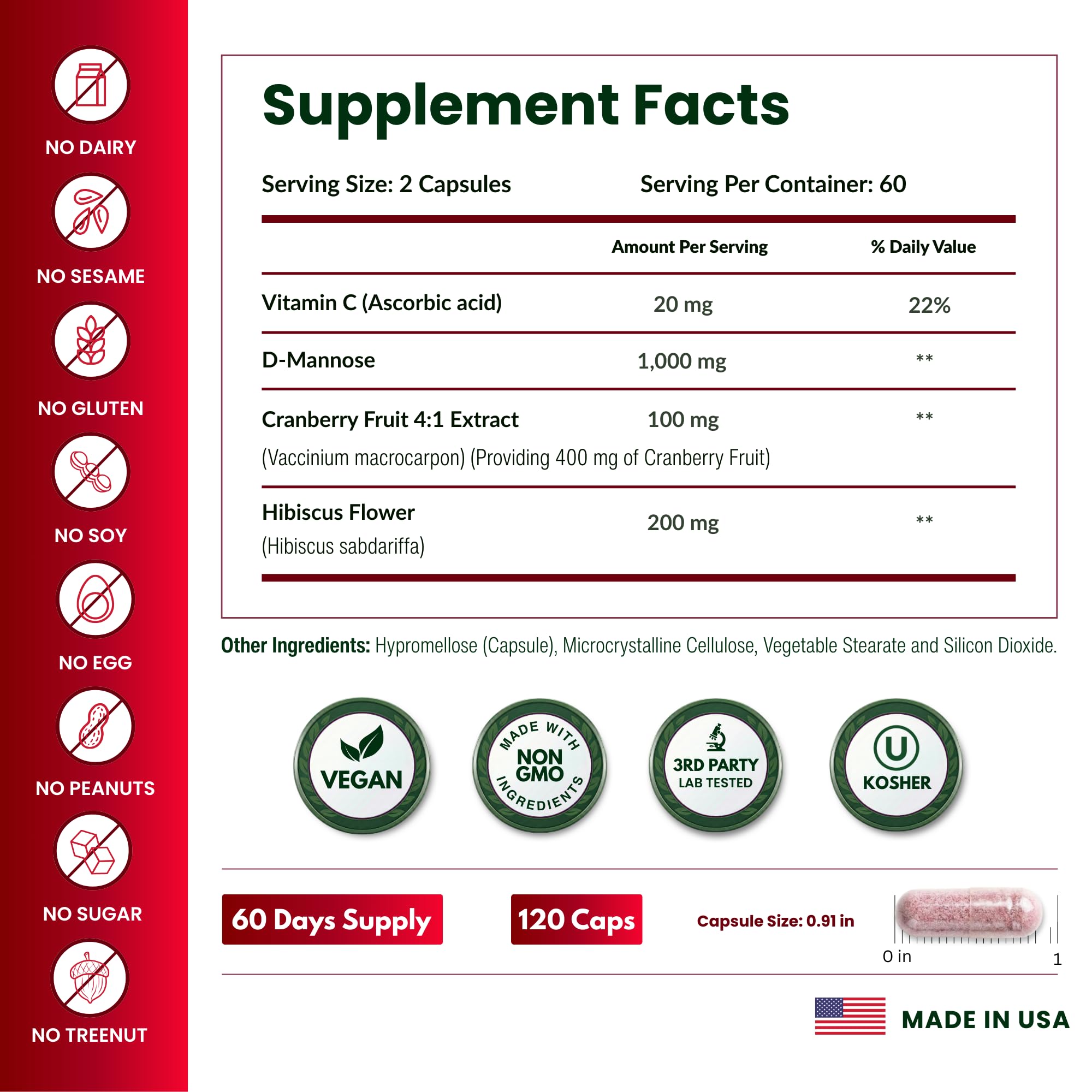 ForestLeaf D-Mannose Defense ingredients list