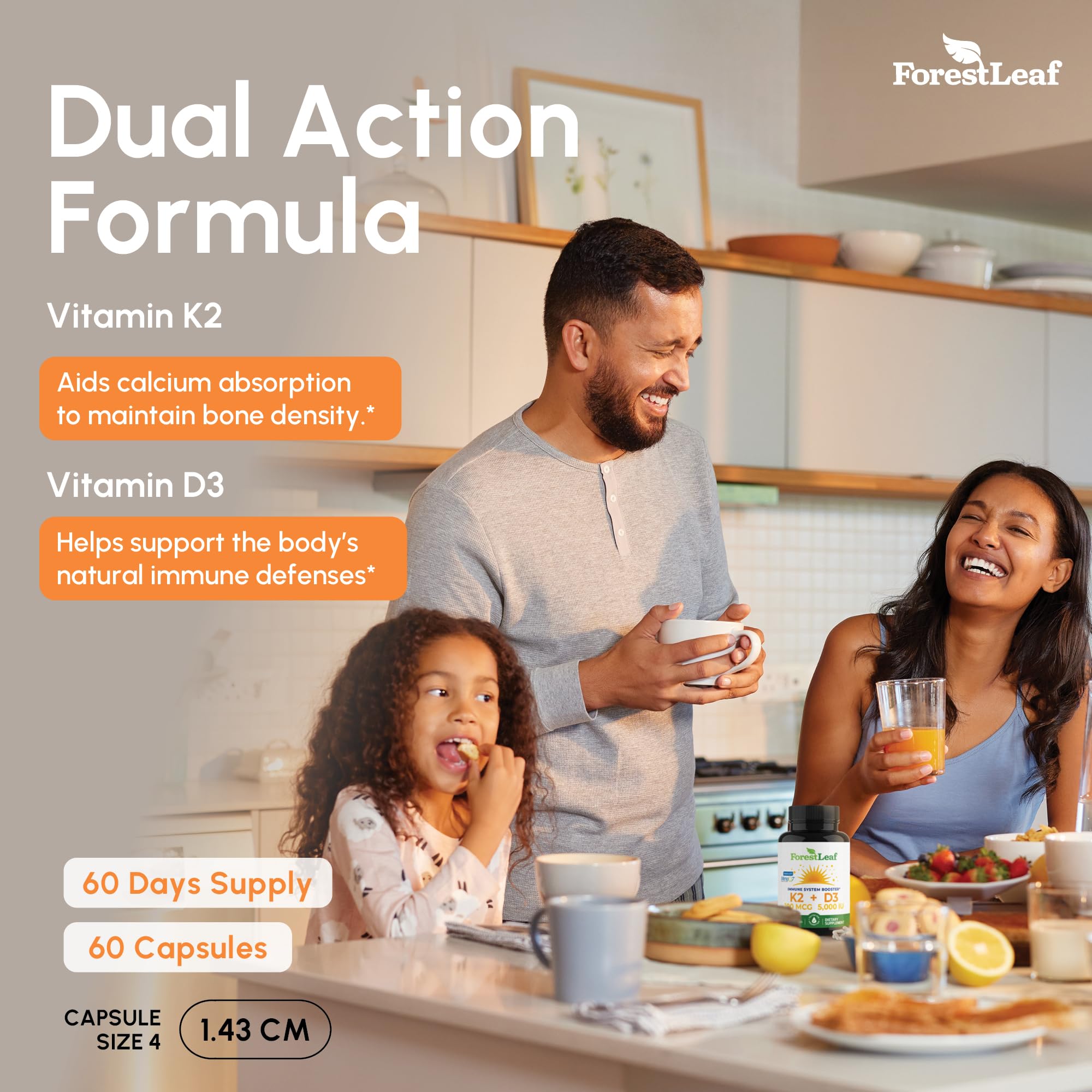 ForestLeaf D3 + K2 Supplement bottle with label