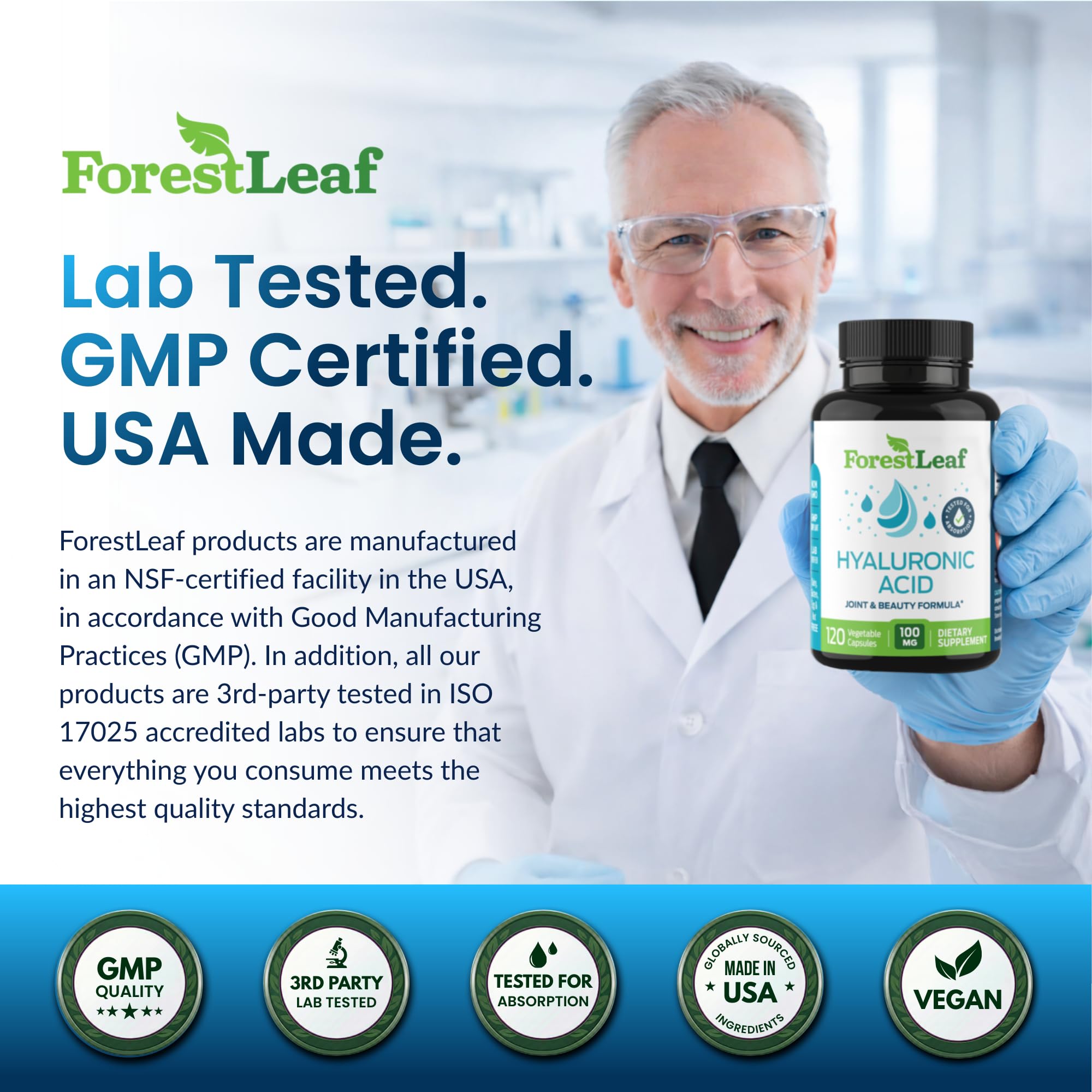 ForestLeaf Hyaluronic Acid Capsules side view