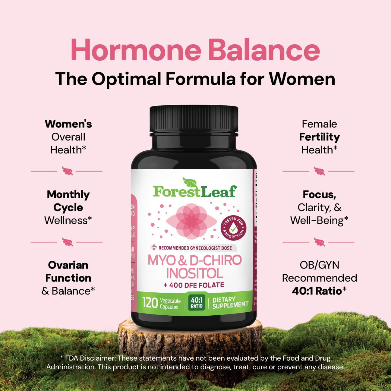 ForestLeaf Inositol Supplement soft vegan capsules